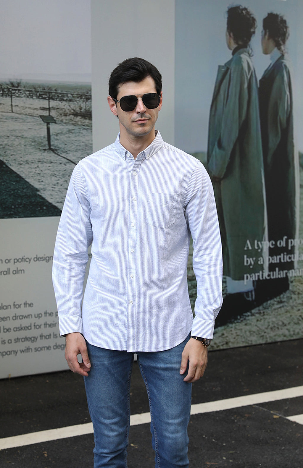 Long Sleeve Cotton Oxford Men's DressShirt - enhanced image 5