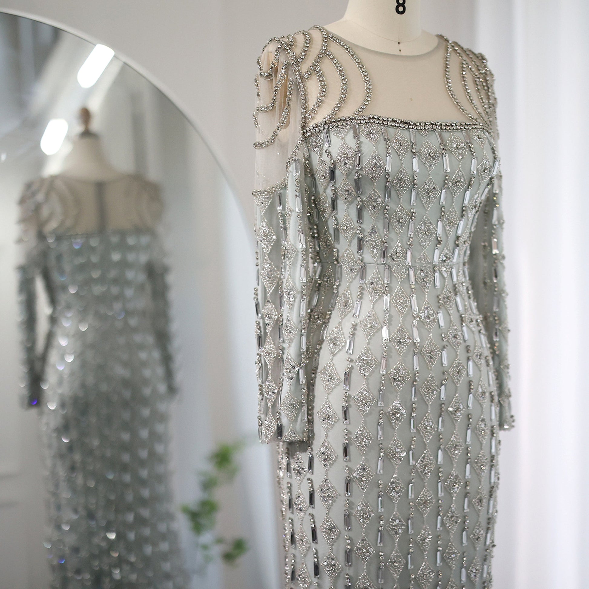 A Long Sleeve Long Slim Fishtail Dress - enhanced image 5