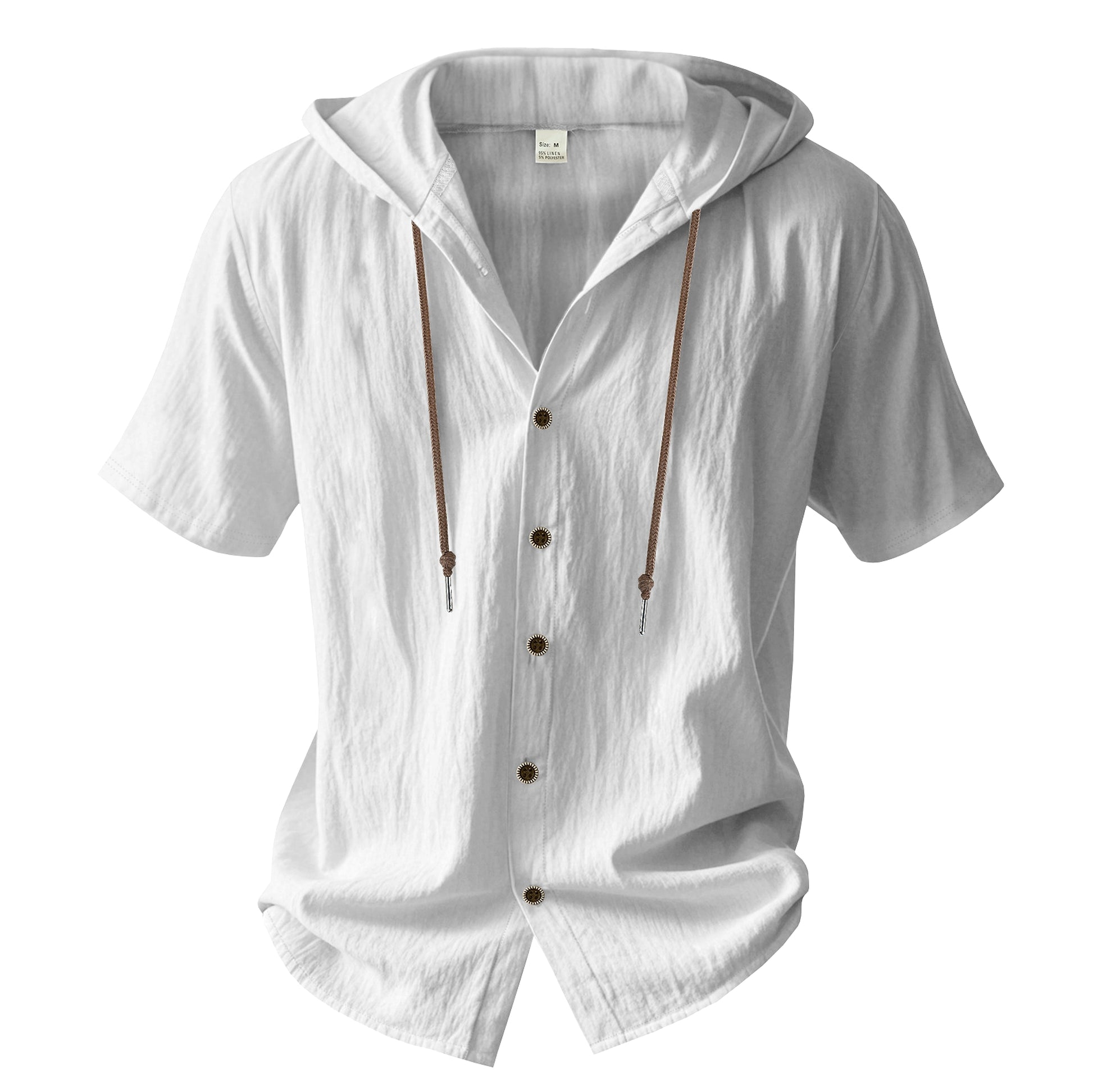 Loose Hooded Short-sleeved Shirt For Men - enhanced image 5