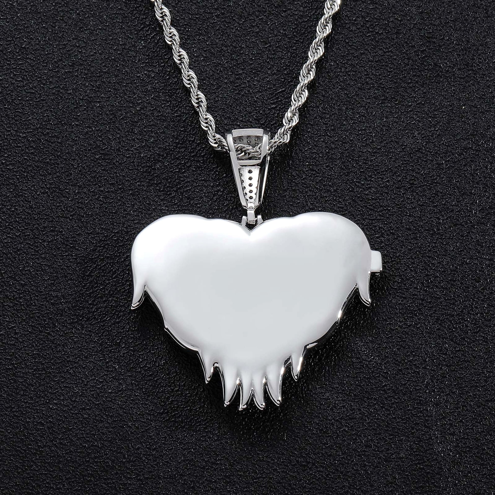 LoveShell™ – Custom Clamshell Heart Photo Pendant | Iced Out Zircon Necklace - enhanced image 5