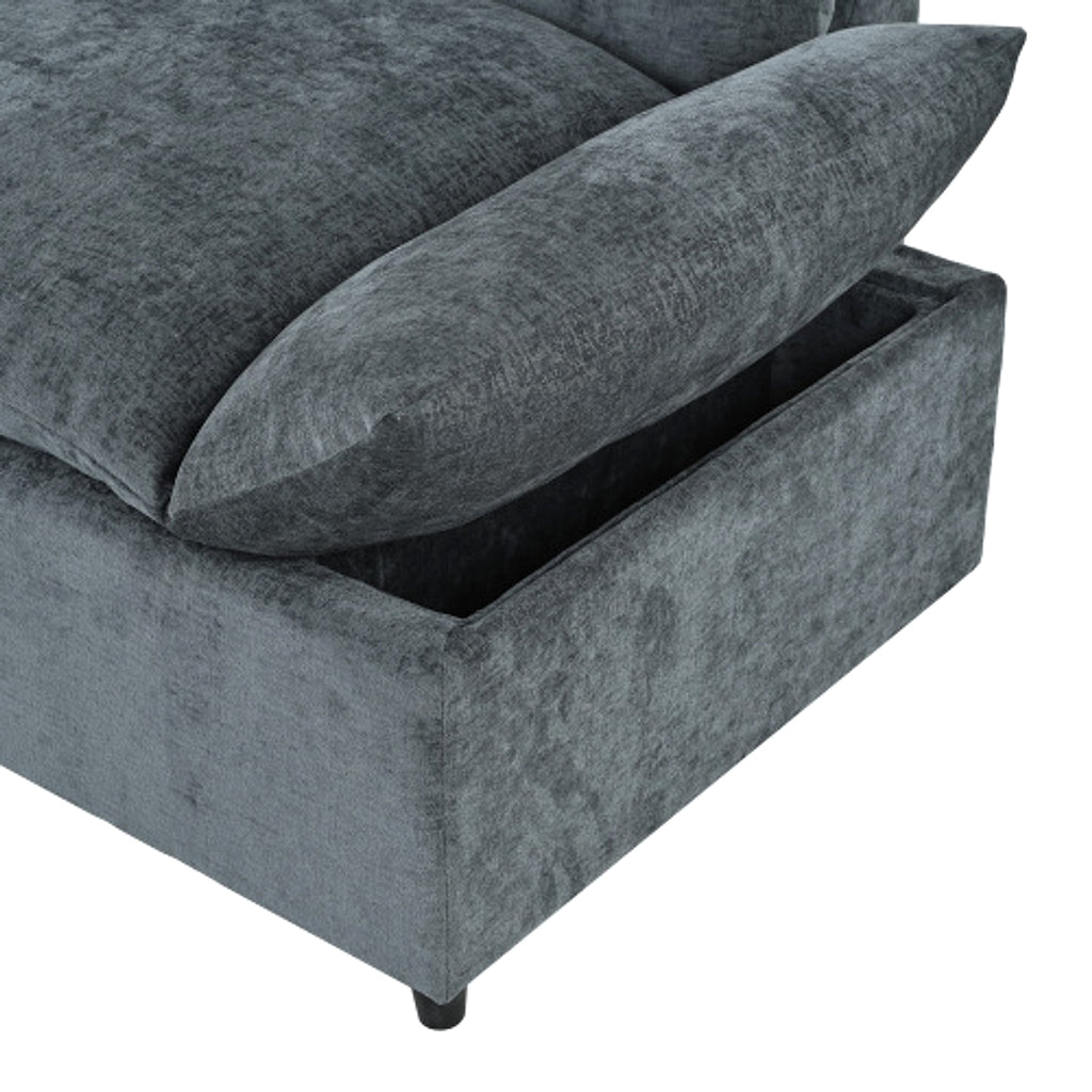 LuneluX_Home – 115.5" Modular Deep Gray Sectional Sofa with Storage & Plush Cushions - enhanced image 5