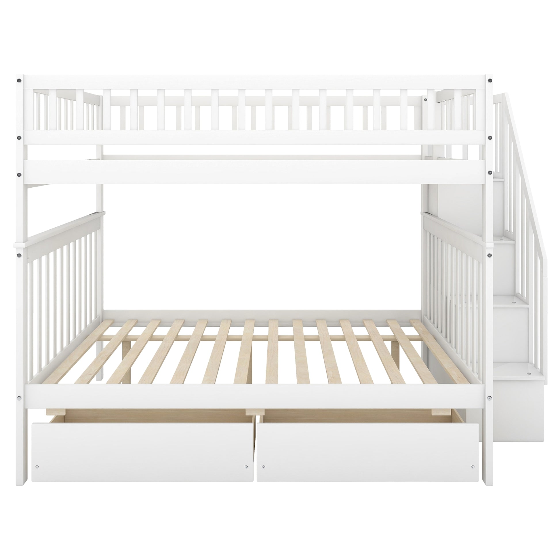 LuneluX_Home – Full-Over-Full Bunk Bed with Storage Drawers (White) - enhanced image 5