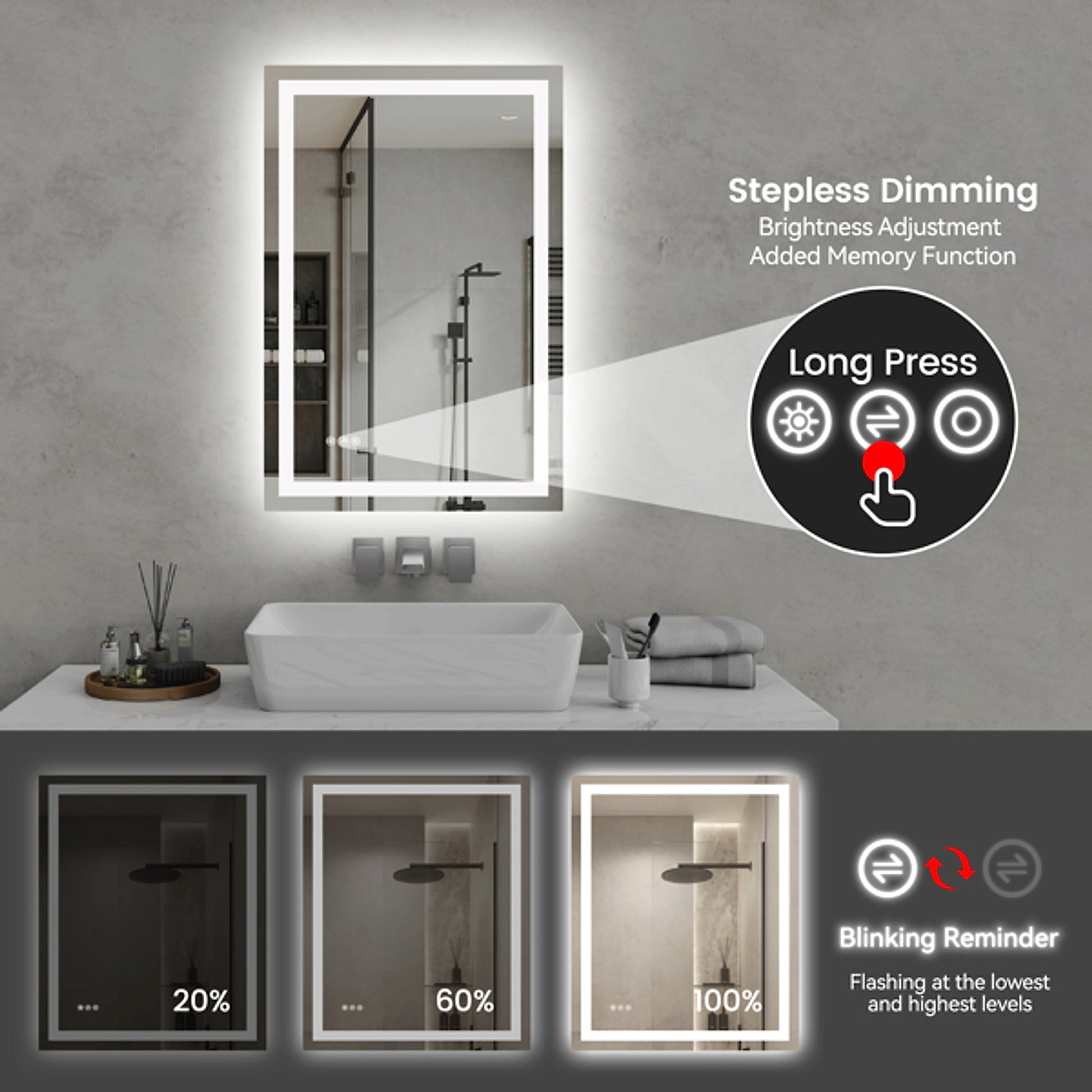LuneluX_Home – Lumière LED Mirror (24" x 36") - enhanced image 5