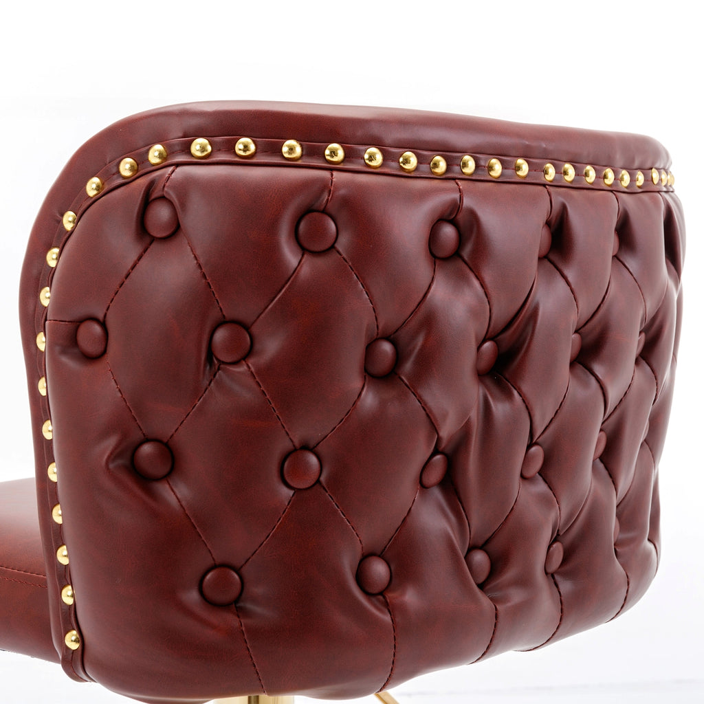 LuneluX_Home – Modern PU Leather Swivel Barstools (Set of 2, Burgundy) - enhanced image 5