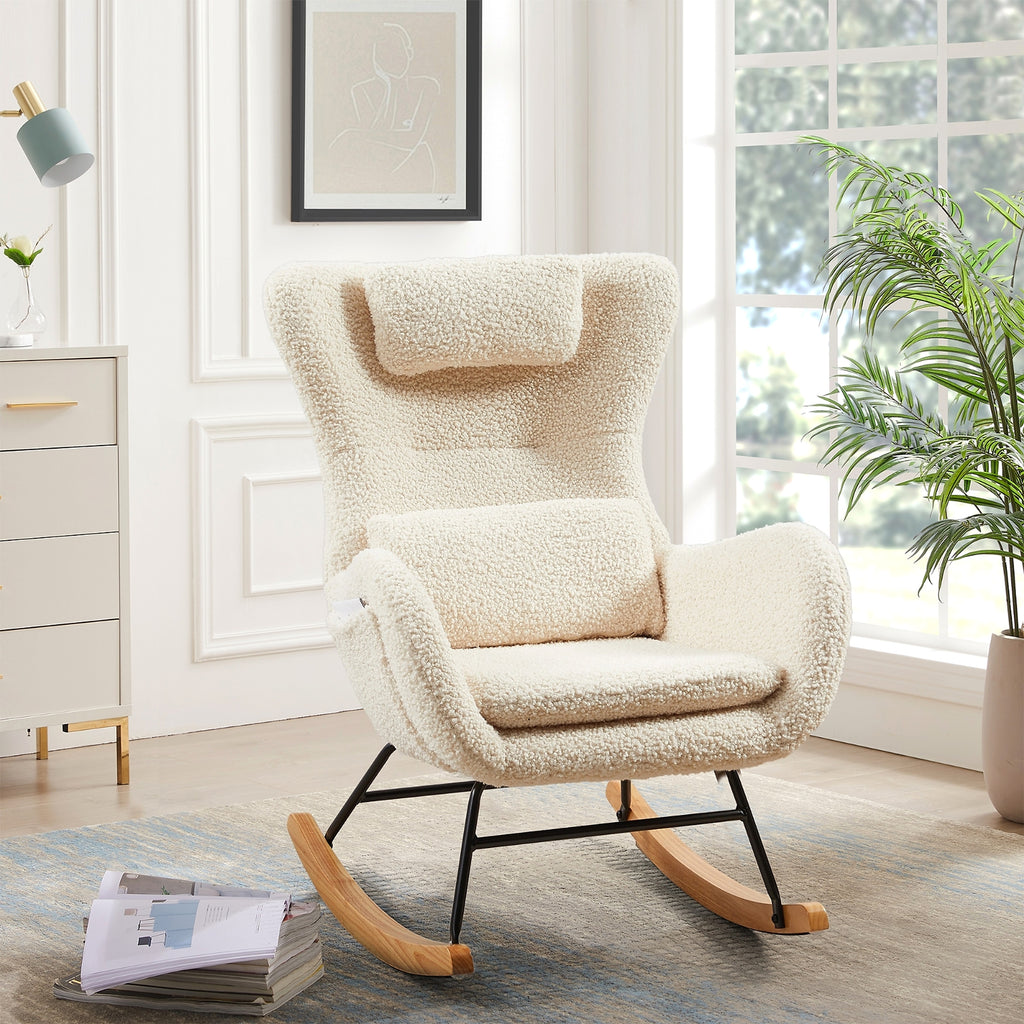 LuneluX_Home – Modern Rocking Chair with High Backrest (Beige) - enhanced image 5