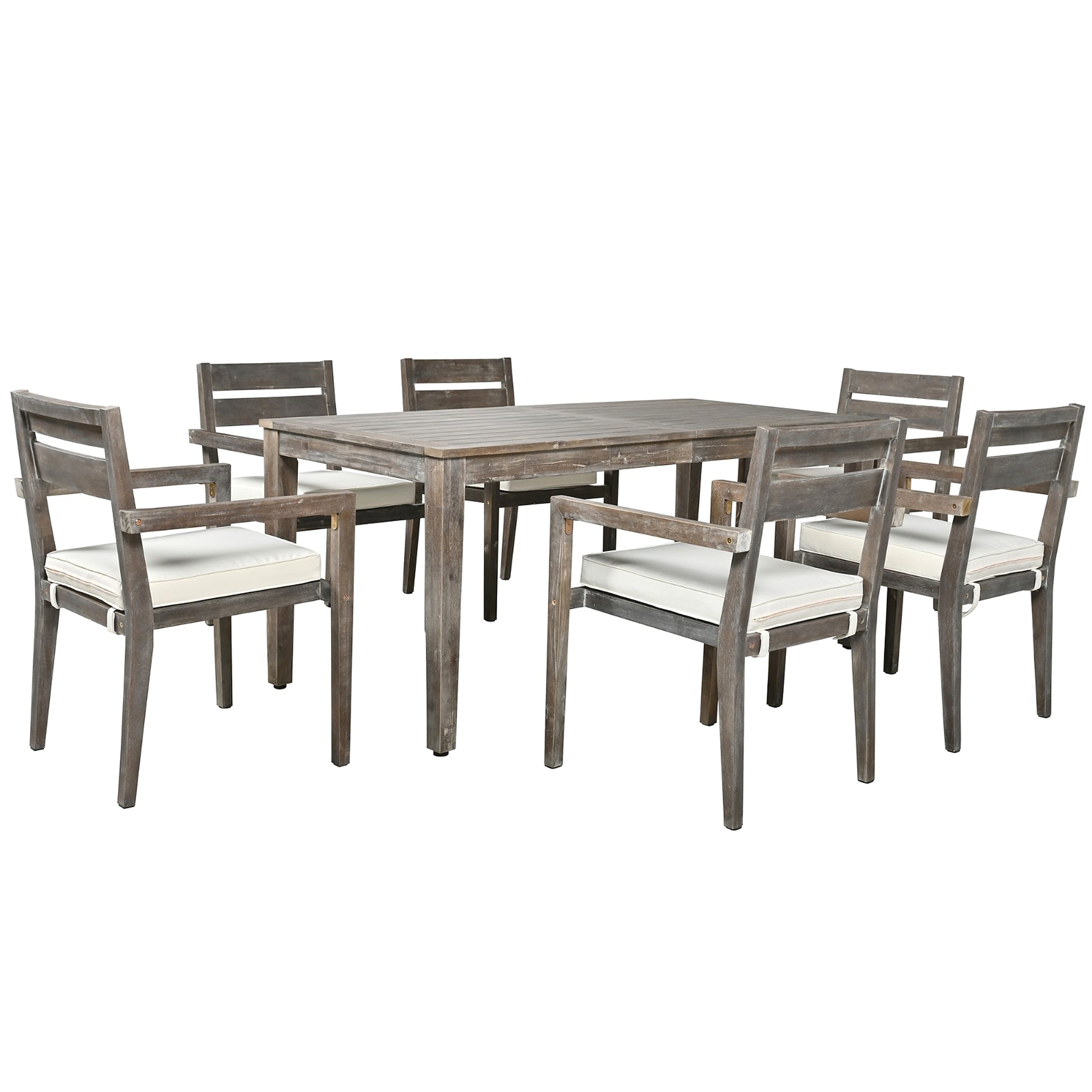 LuneluX_Home - Premium Hardwood Style Outdoor Dining Set (Grey, 6-Seater) - enhanced image 5