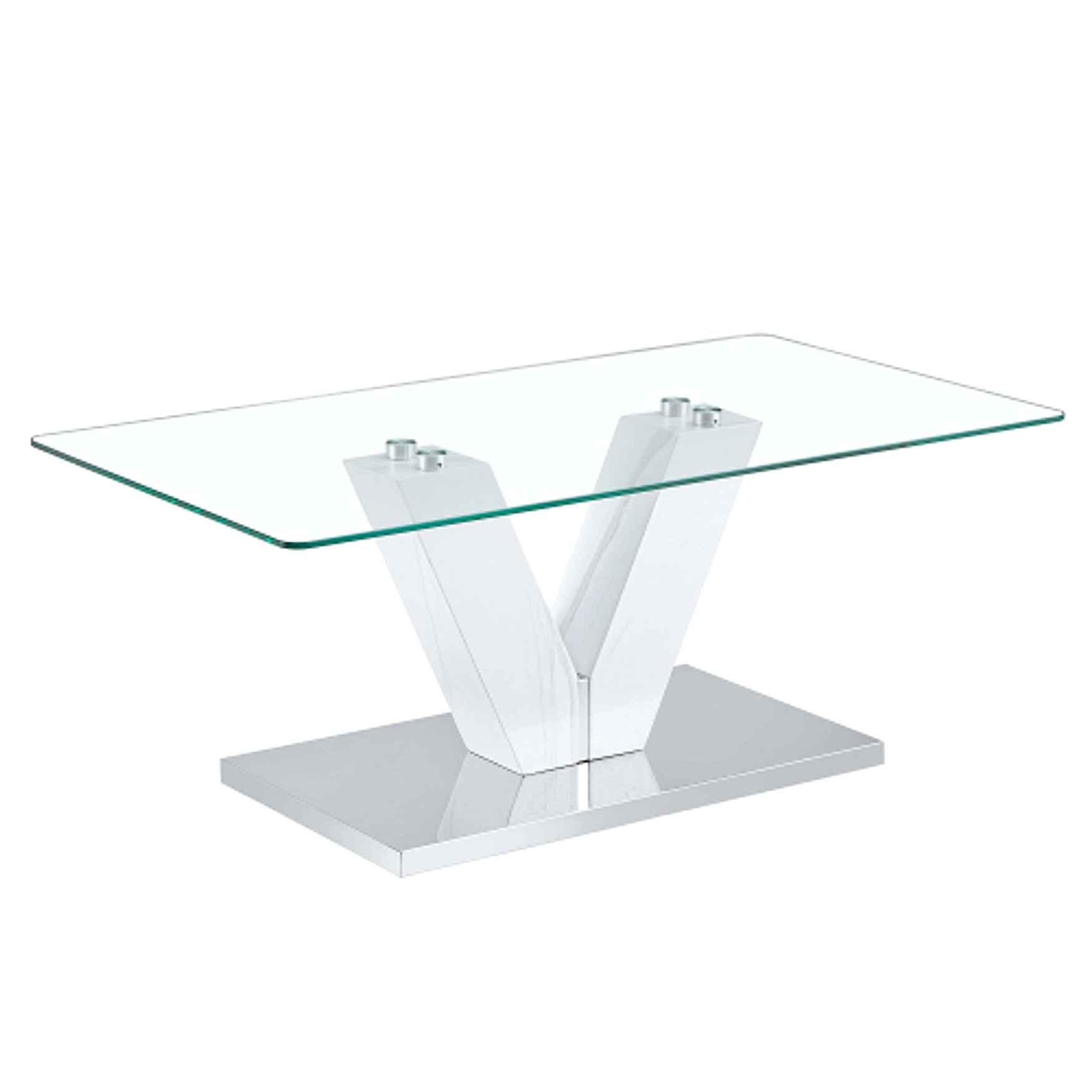 LuxeGlass™ – Modern Minimalist Coffee Table with Tempered Glass Top & Silver Pillars (US Warehouse) - enhanced image 5