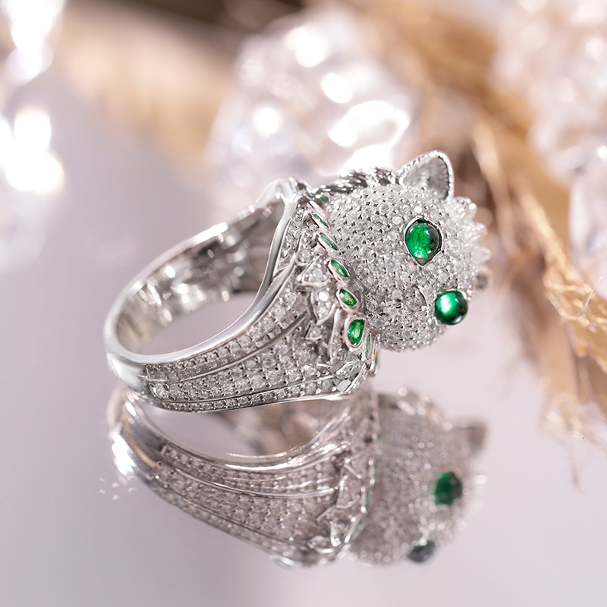 LuxeJewels™ - EmeraldWhisker – Sterling Designer Ring - enhanced image 5