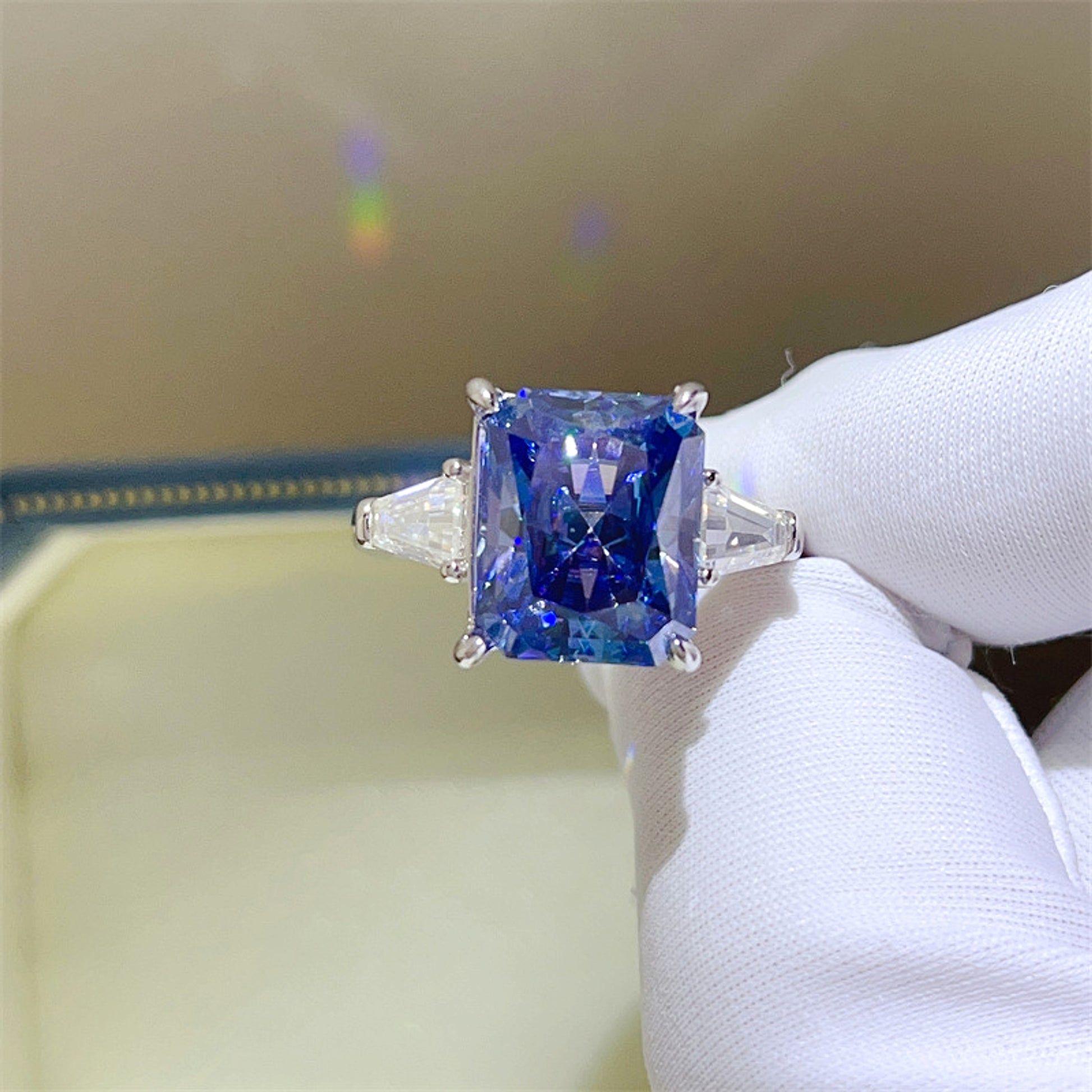 LuxeJewels™ – SapphireWhisper – Royal Blue Moissanite Ring - enhanced image 5