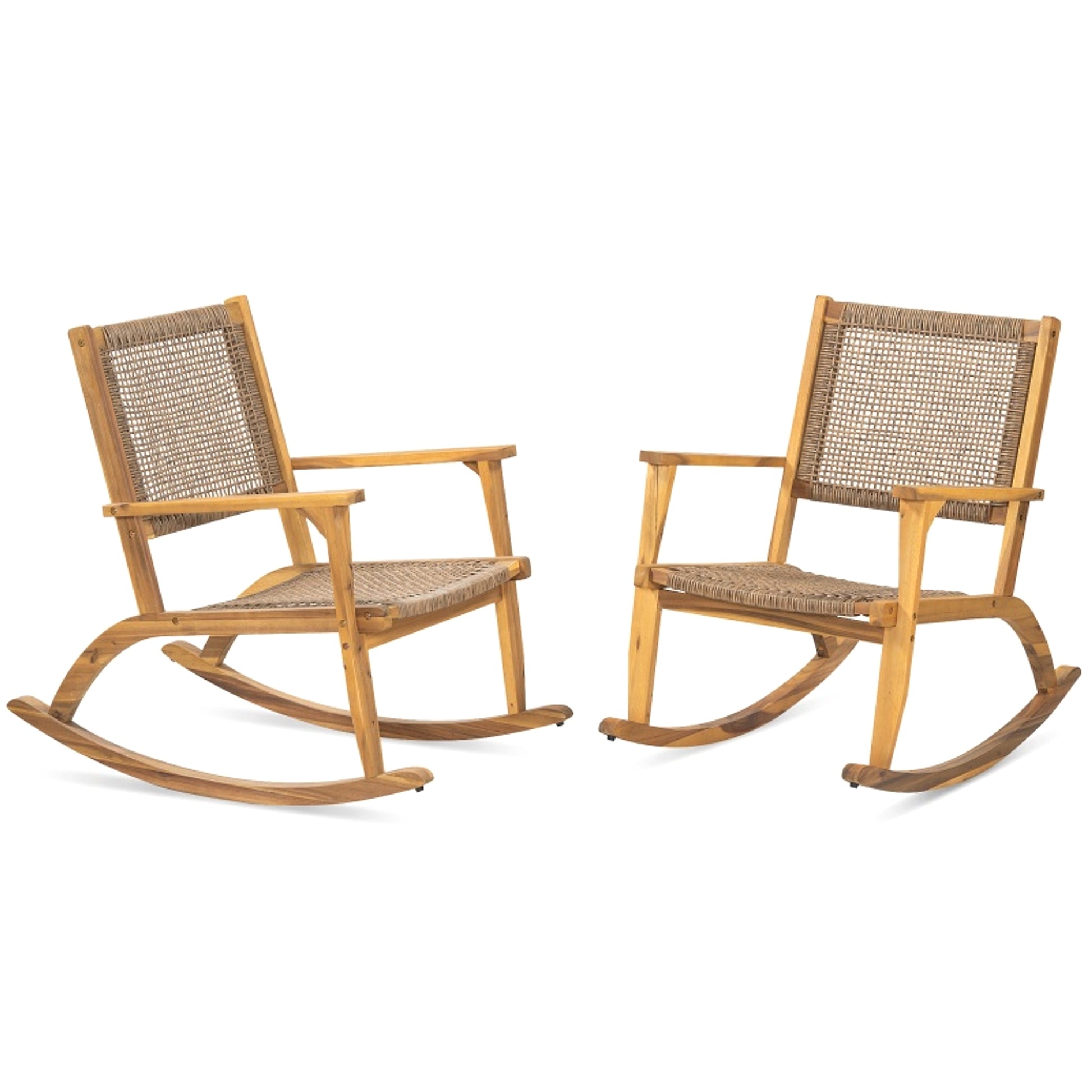LuxePatio™ – 2‑Piece Acacia Rocking Chair Set for Outdoor & Garden Use (US Warehouse) - enhanced image 5