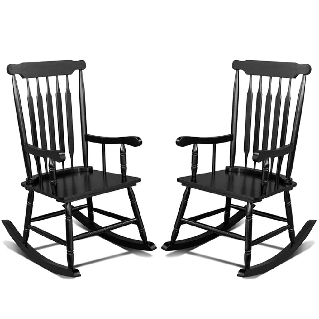 LuxePorch™ – Black Poplar Windsor Wood Rocking Chair (US Warehouse) - enhanced image 5