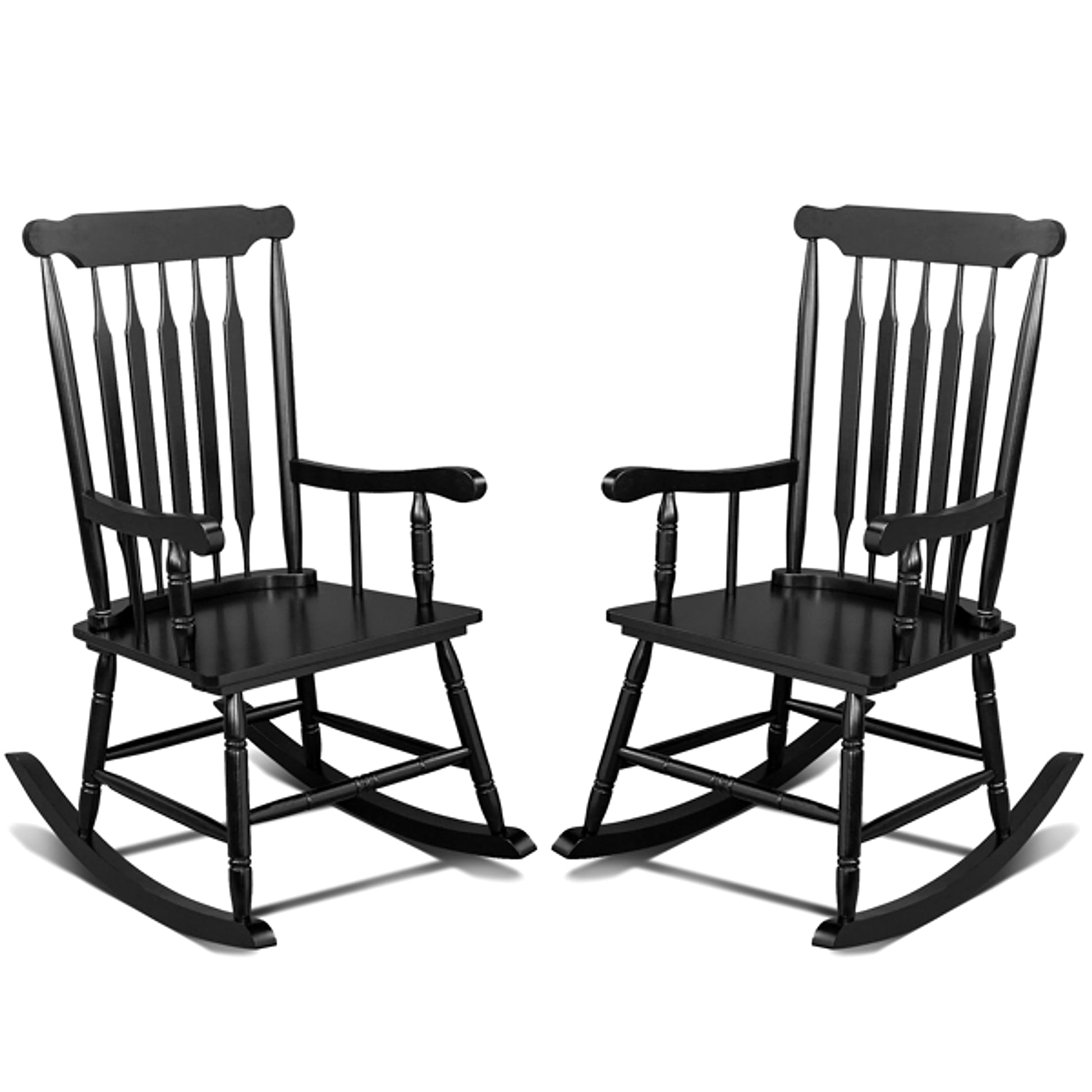 LuxePorch™ – Black Poplar Windsor Wood Rocking Chair (US Warehouse) - enhanced image 5