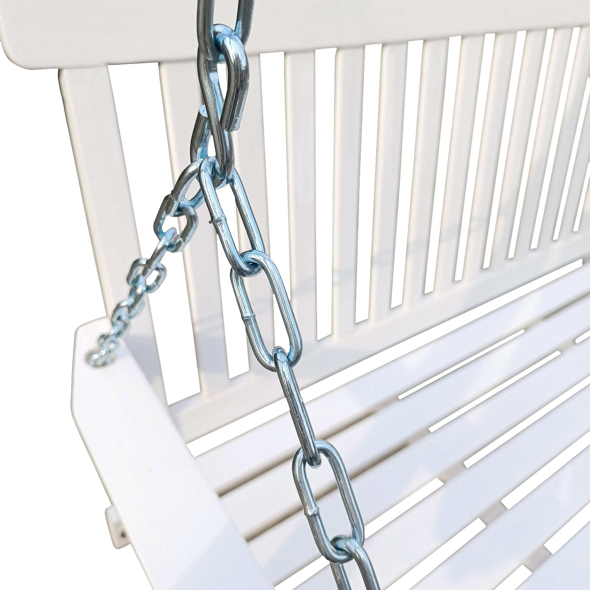 LuxePorch™ – White Wooden Hanging Porch Swing with Chains & Armrests (US Warehouse) - enhanced image 5