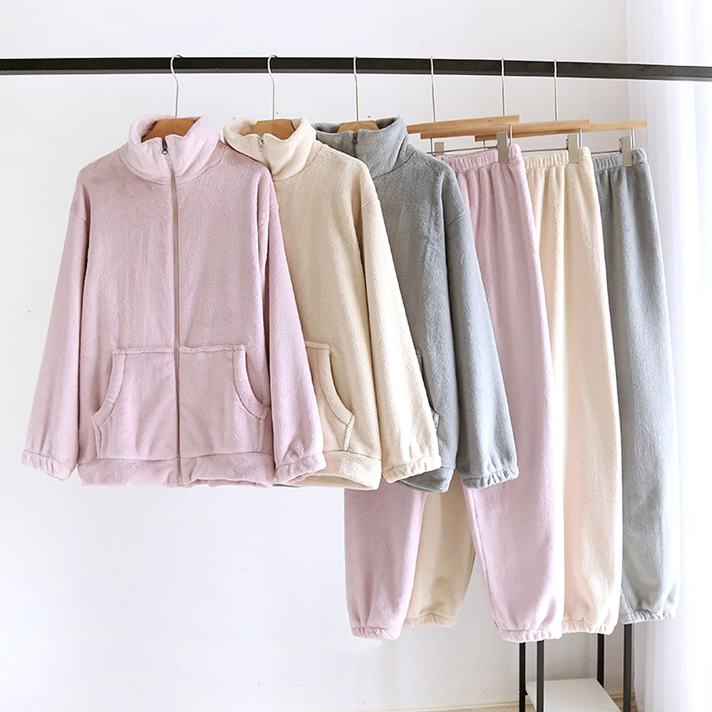 Men's And Women's Pajama Winter Coral Velvet Padded Thickened Homewear Suit - enhanced image 5