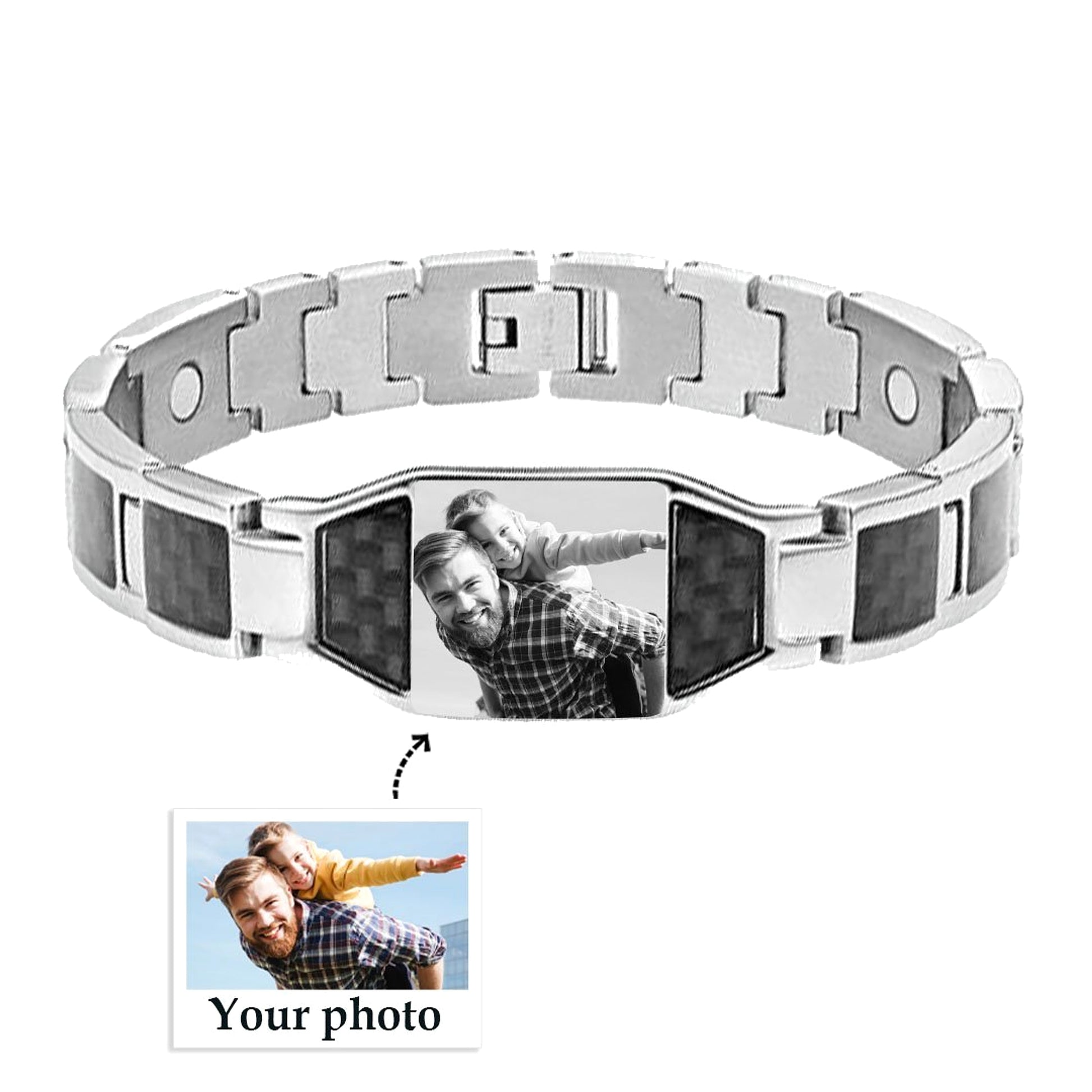 Men's Bracelet Magnet Carbon Fiber Titanium Steel - enhanced image 5