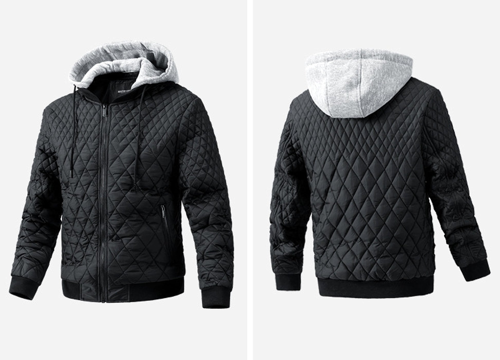 Men's Casual Jacket Quilted Cotton Removable Hood Jacket - enhanced image 5