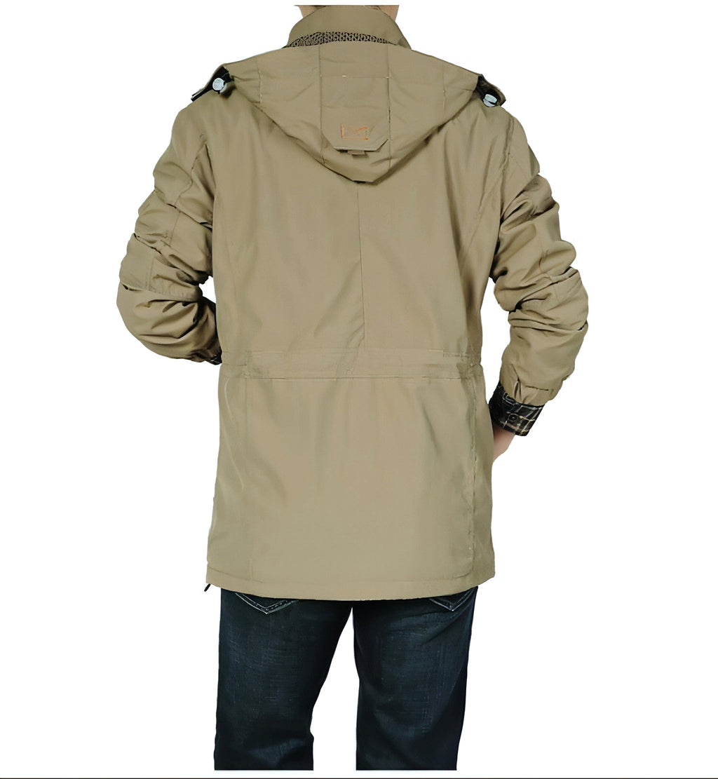 Men's casual outdoor waterproof breathable long hooded stand collar Jacket - enhanced image 5