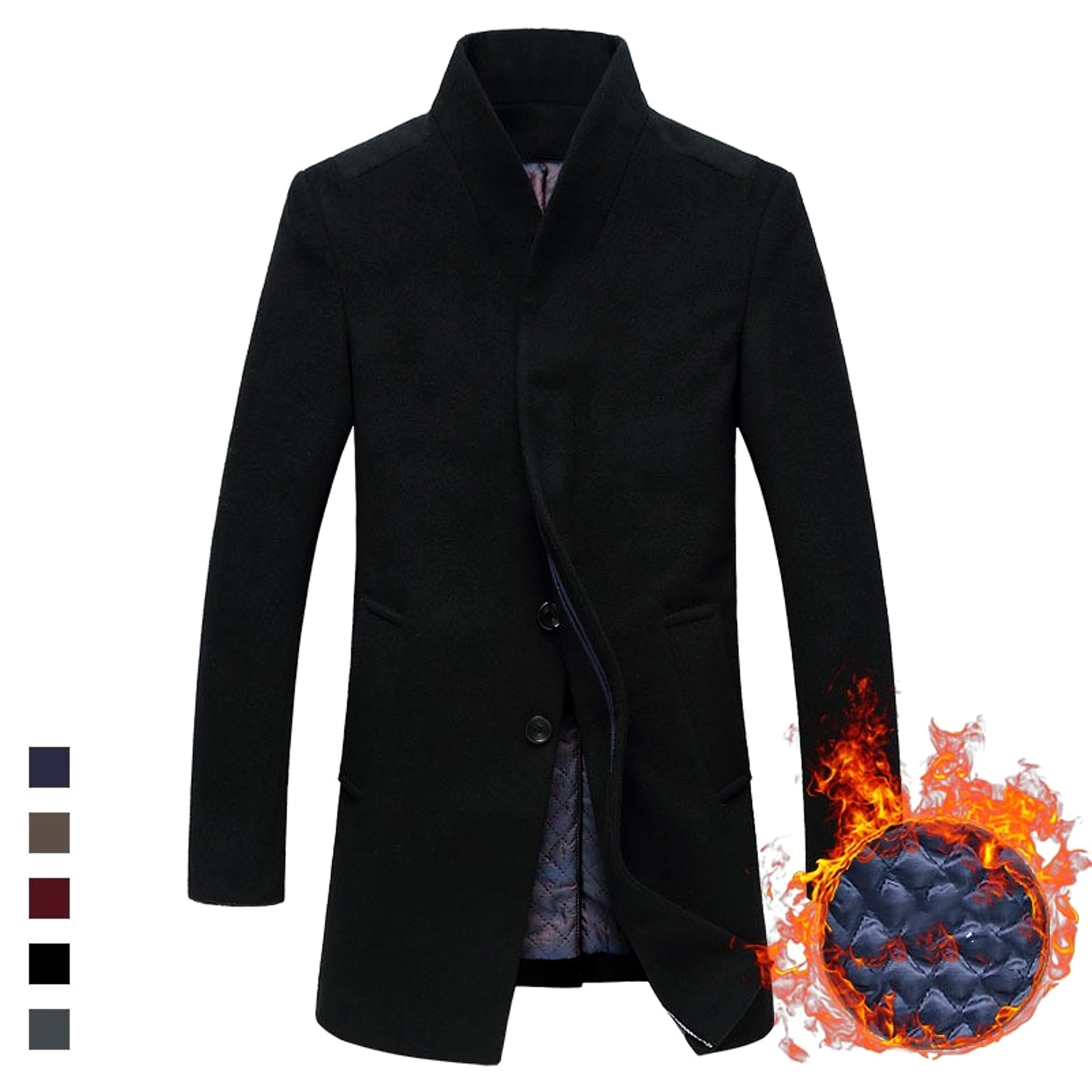 Men's casual woolen trench coat - enhanced image 5