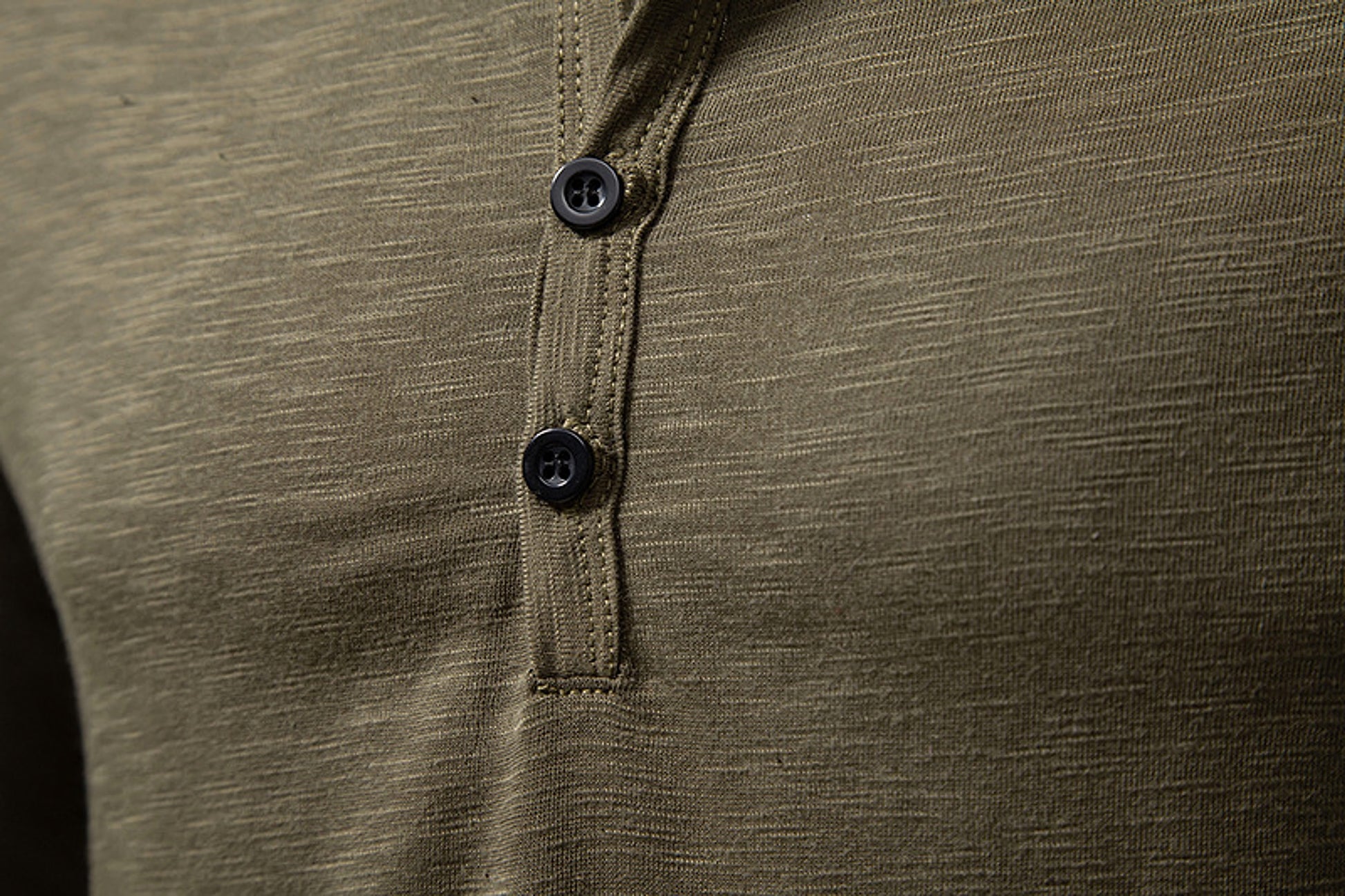 Mens Clothing Long Sleeve T-shirt Fashion Button Henry Collar Tops - enhanced image 5