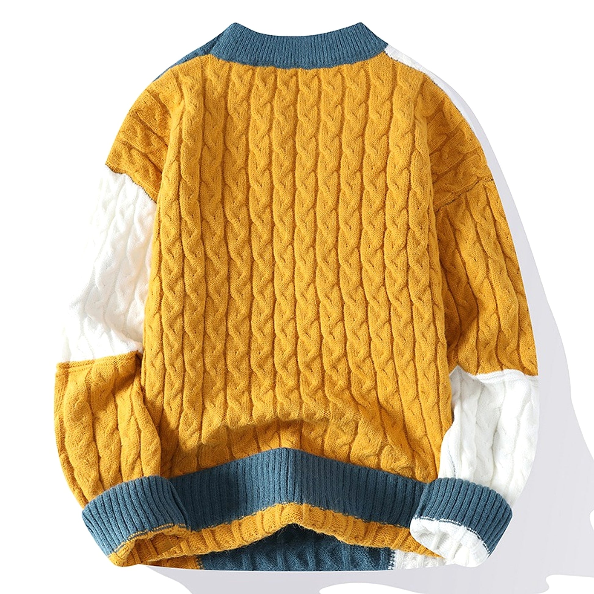 Men's Crew Neck Pullover Sweater Color Contrast Patchwork - enhanced image 5