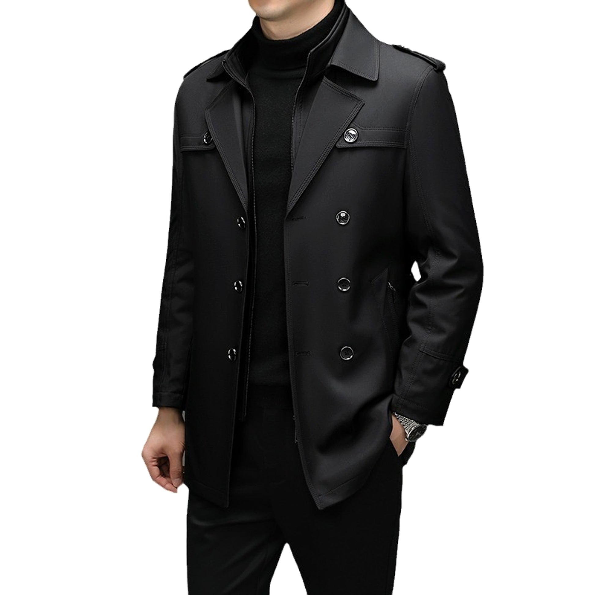 A.1 Men's Duster Mid-length Detachable Liner With Cotton Belt (Jacket) - enhanced image 5