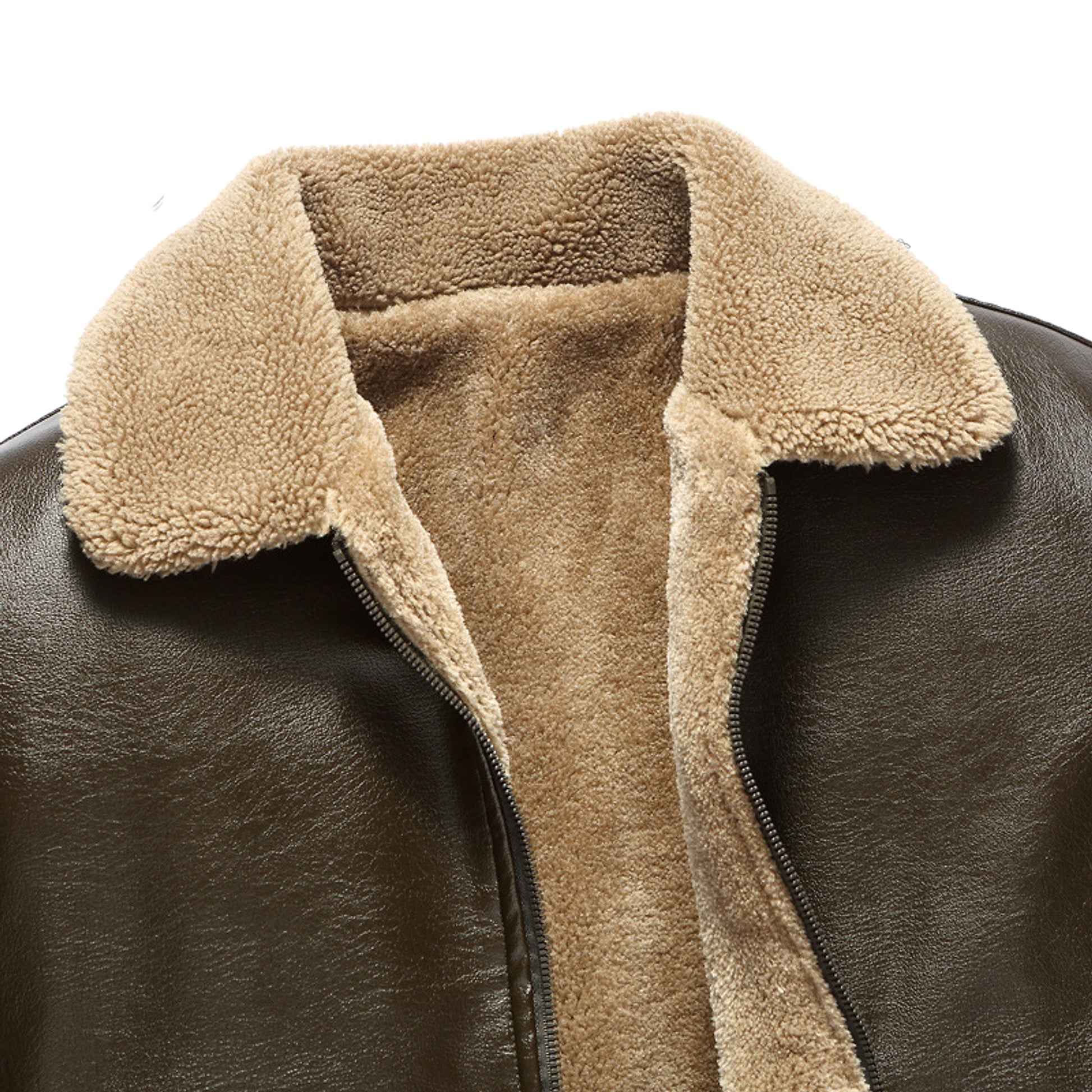 Men's Fashion Casual Polo Collar Fleece-lined Thickened Leather Jacket Coat - enhanced image 5