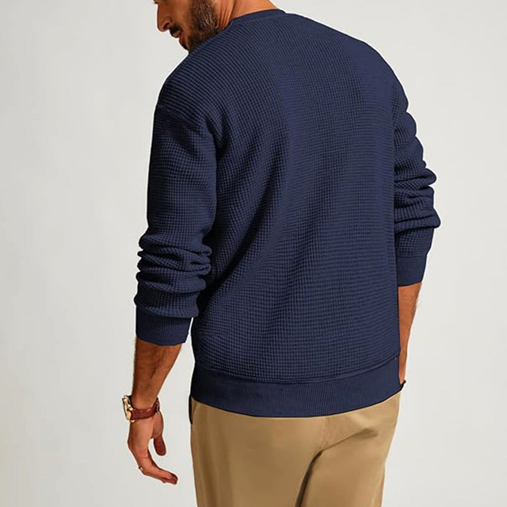Men's Fashion Solid Color Waffle Casual - enhanced image 5