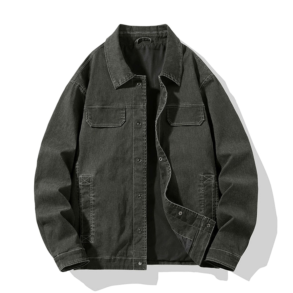 Men's Faux Denim Washed Cotton Coat - enhanced image 5