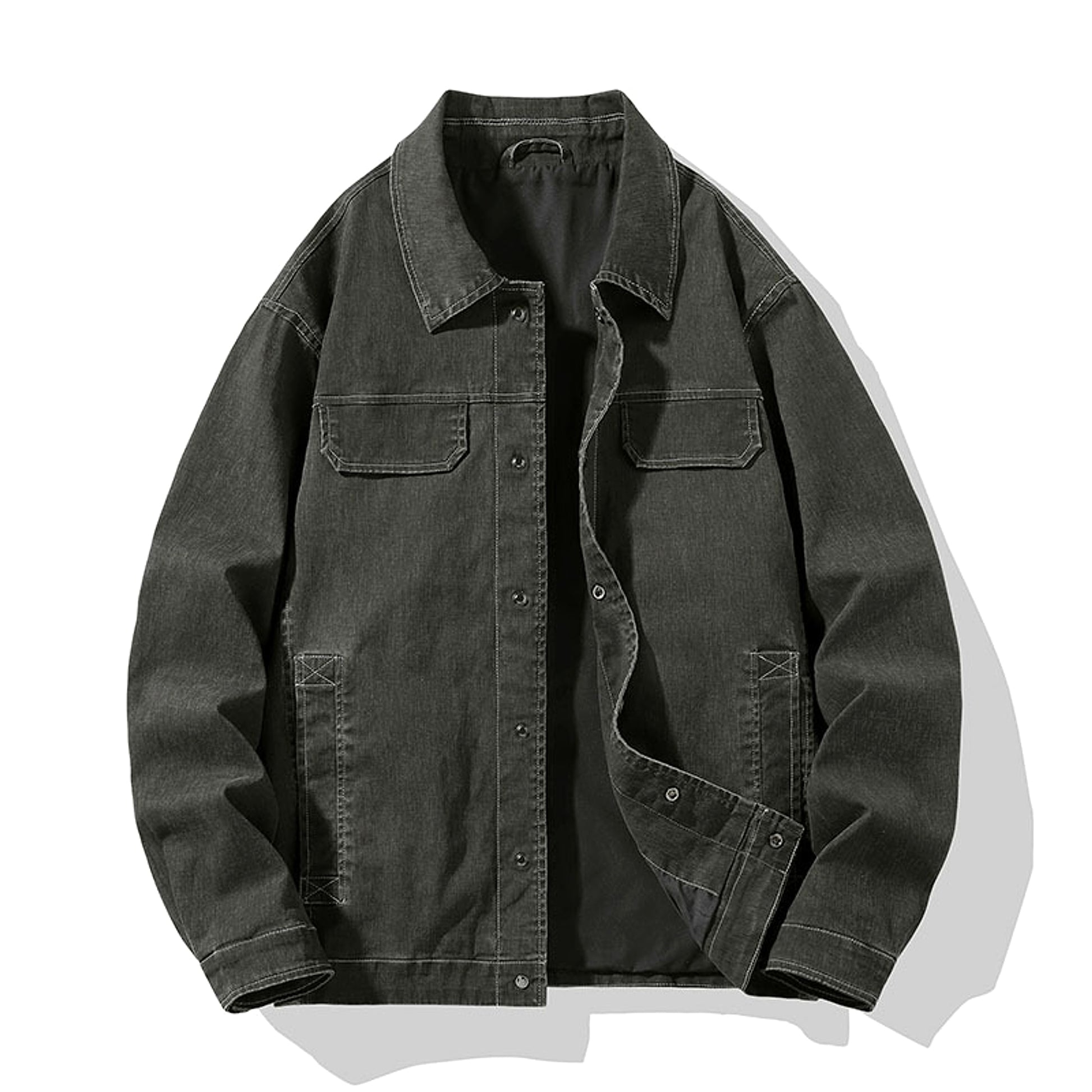 Men's Faux Denim Washed Cotton Coat - enhanced image 5