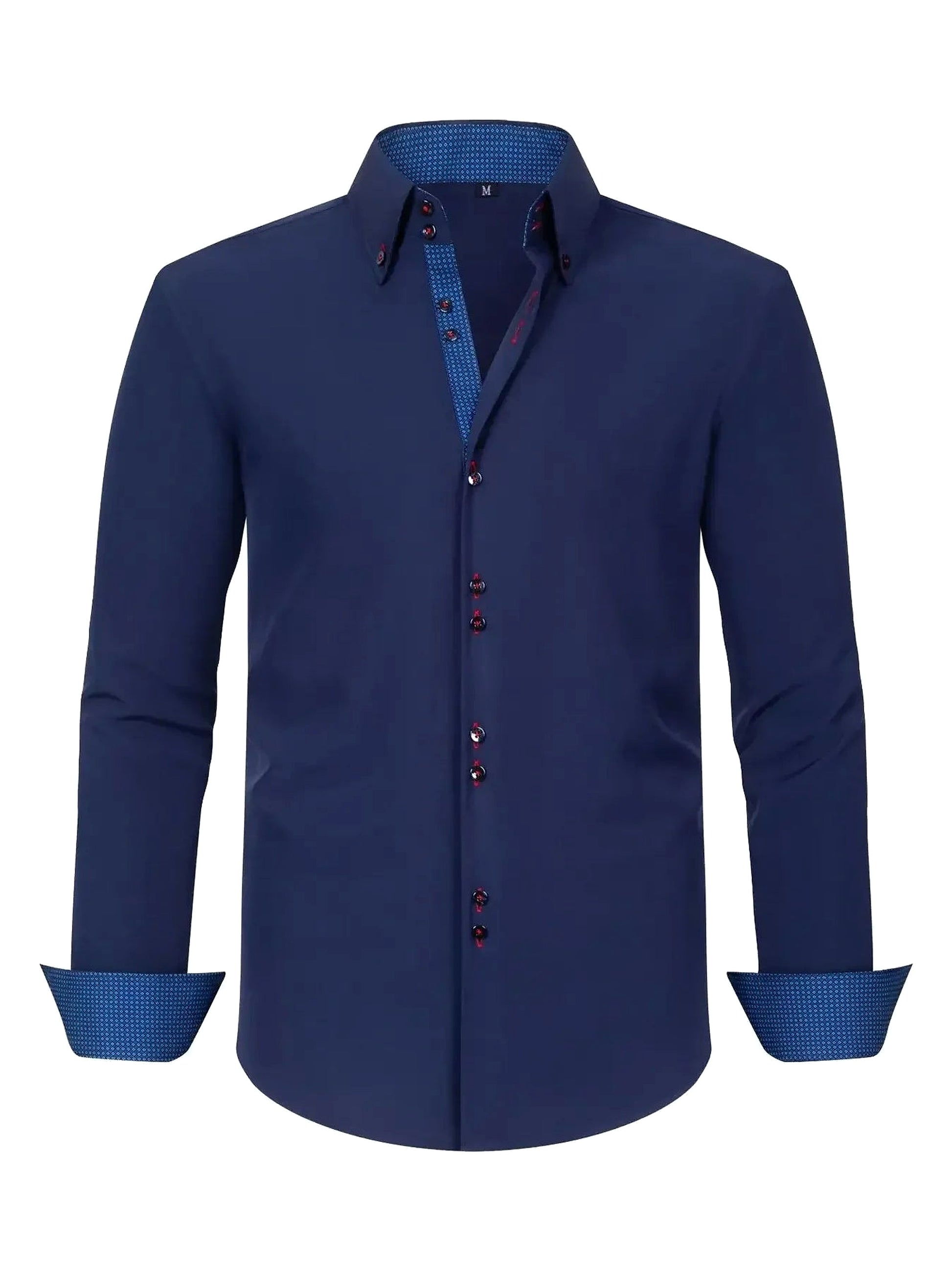 Men's Full Size Button-Down Casual Shirt with Contrast Cuffs Plus Size - enhanced image 5
