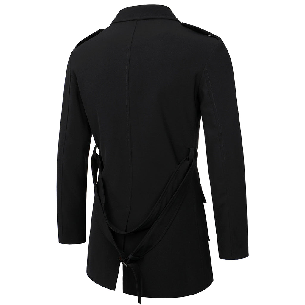 A Men's Hunting Clothes Medium Length Men's Casual Suit Trench Coat - enhanced image 5