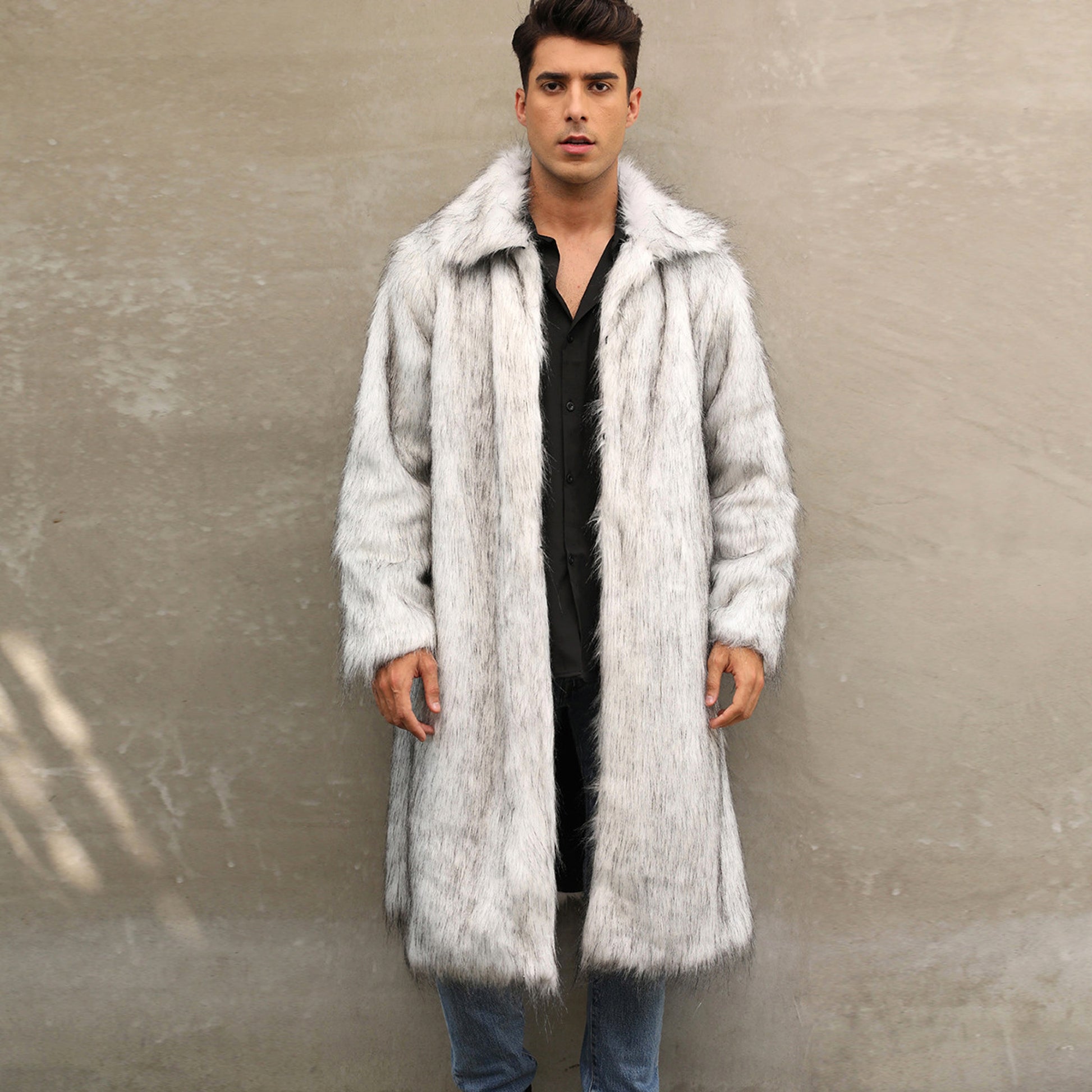 A.1 Men's Imitation Fox Fur Warm Coat Jacket - enhanced image 5