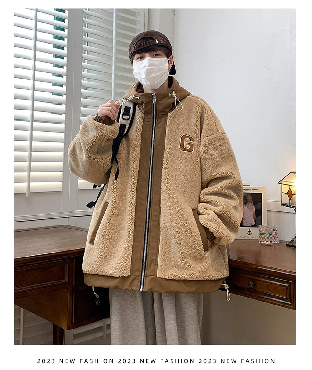 Men's Lamb Wool Student Versatile Thickened Padded Polar Fleece Cotton-padded Jacket - enhanced image 5