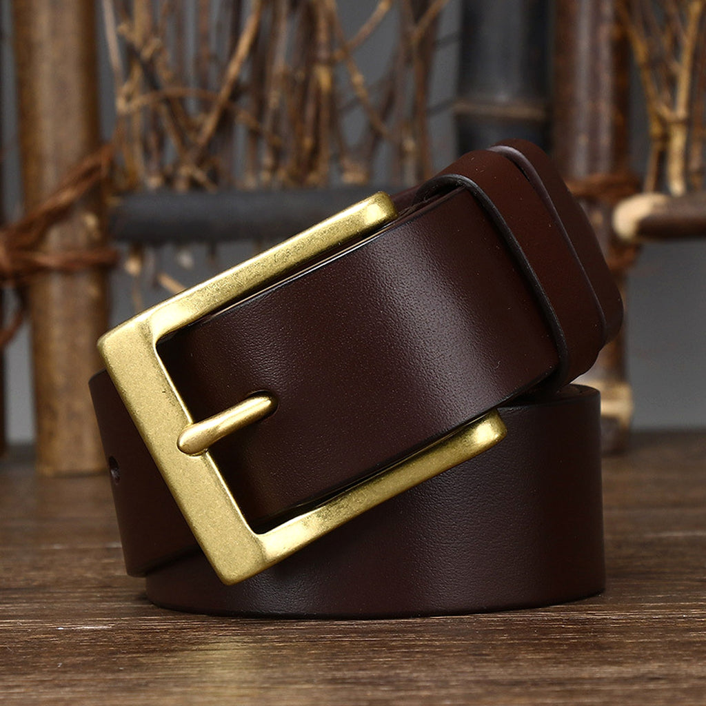 Men's Leather Pin Buckle First Layer Cowhide Simple Glossy Casual Pants Belt - enhanced image 5