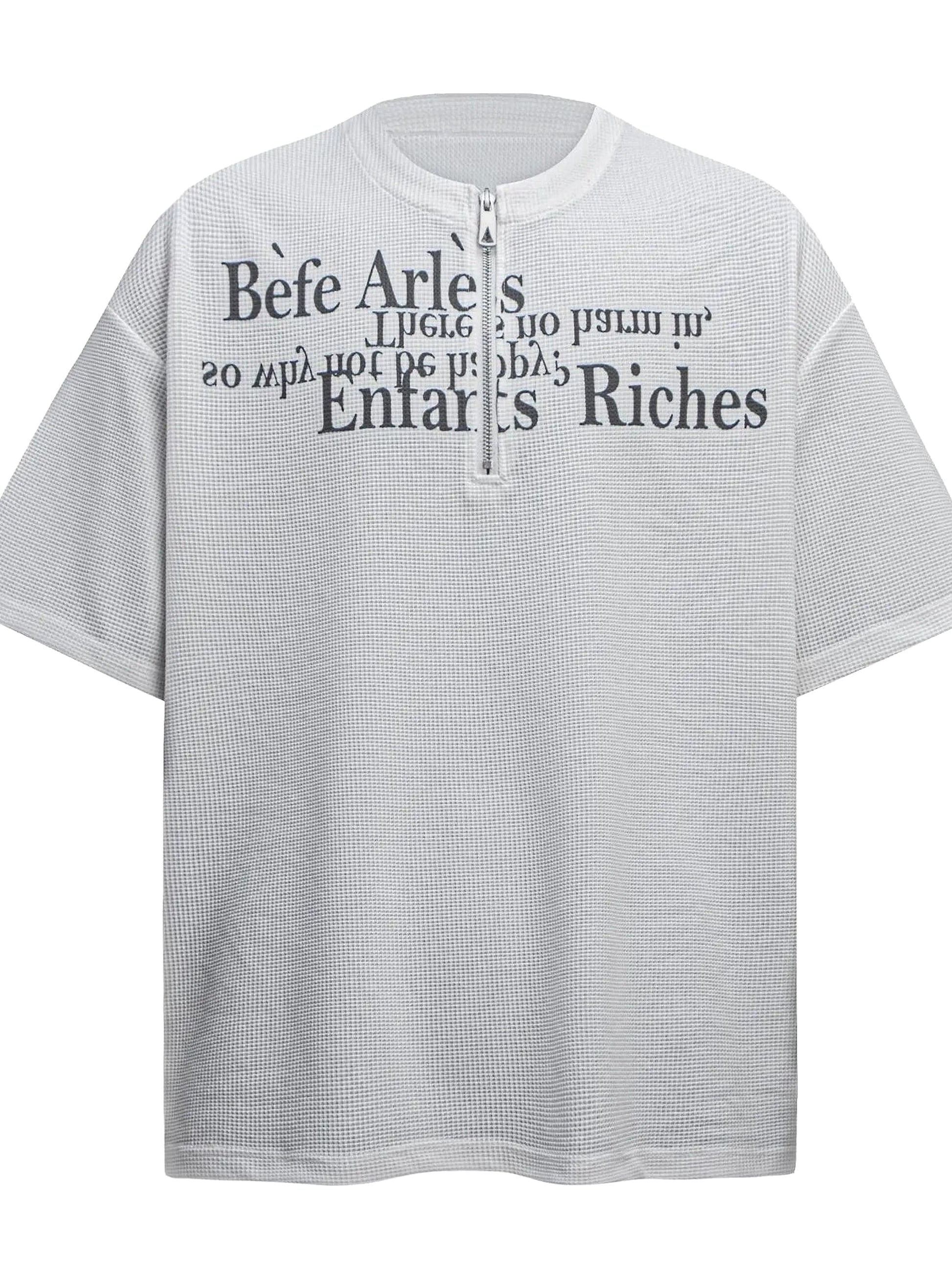 Men's Letter Quarter Zip Short Sleeve T-Shirt - enhanced image 5