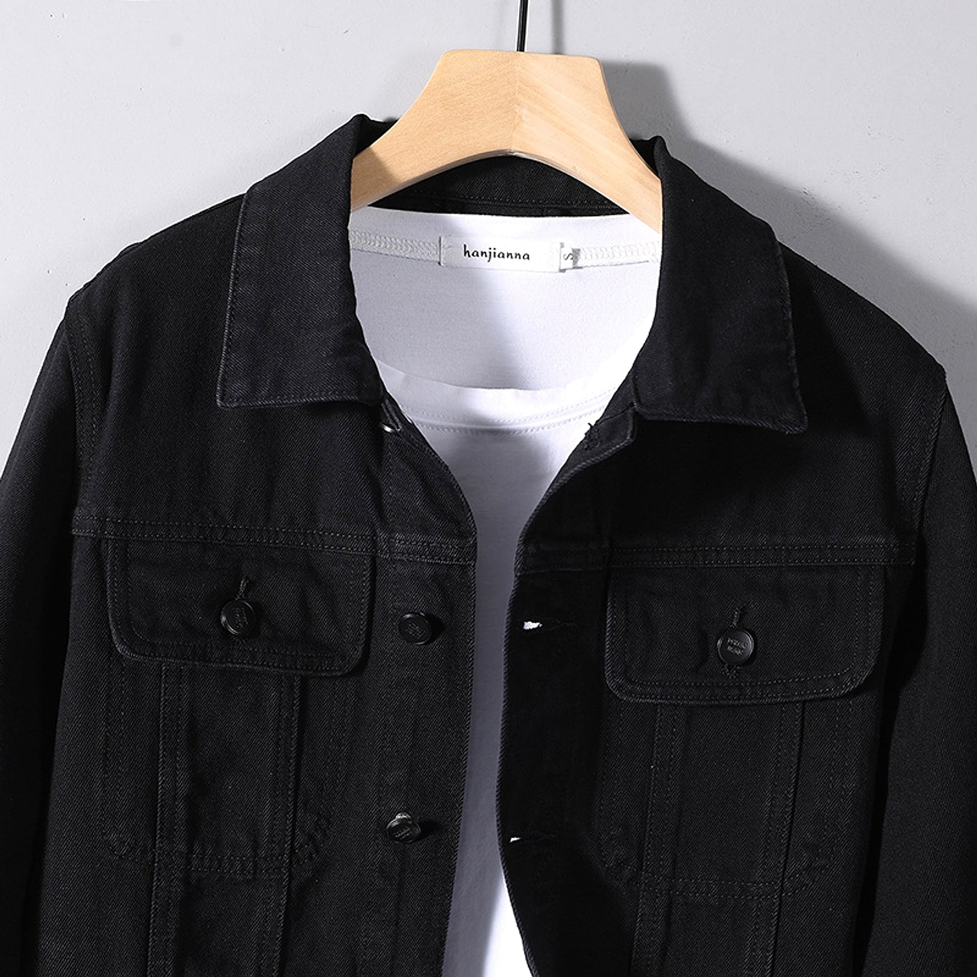 Men's Year Denim Clothes Black DressShirt - enhanced image 5