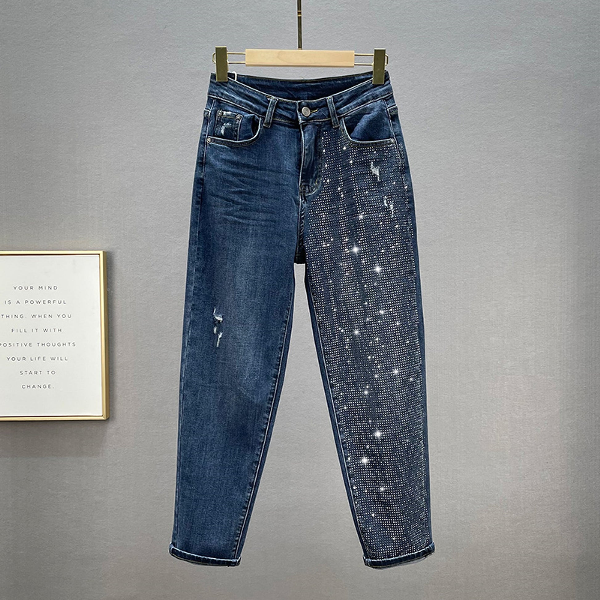 Midnight Spark Rhinestone Jeans – Haute Edition 25 - enhanced image 5
