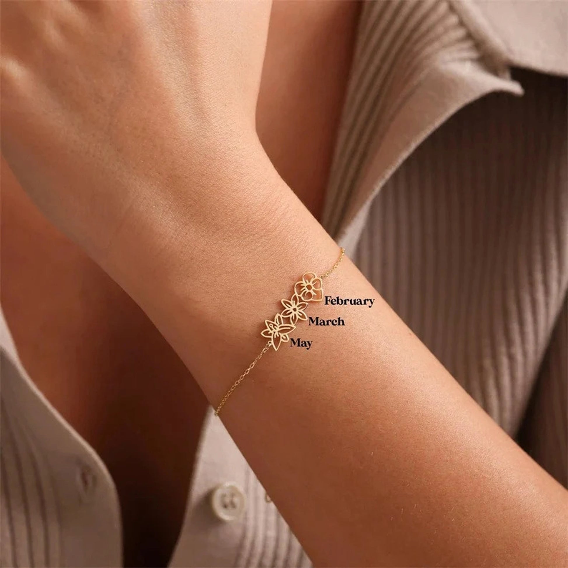 Minimalist and Versatile Flower Bracelet – Birth Month Jewelry for December - enhanced image 5