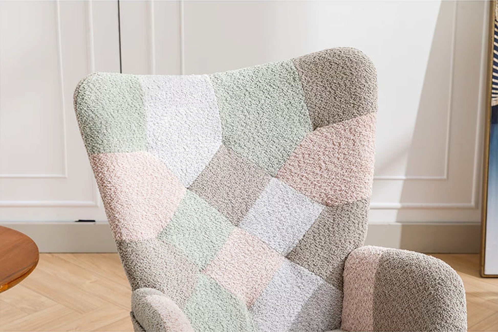 Modern Patchwork Rocking Chair – Macaron Edition - enhanced image 5