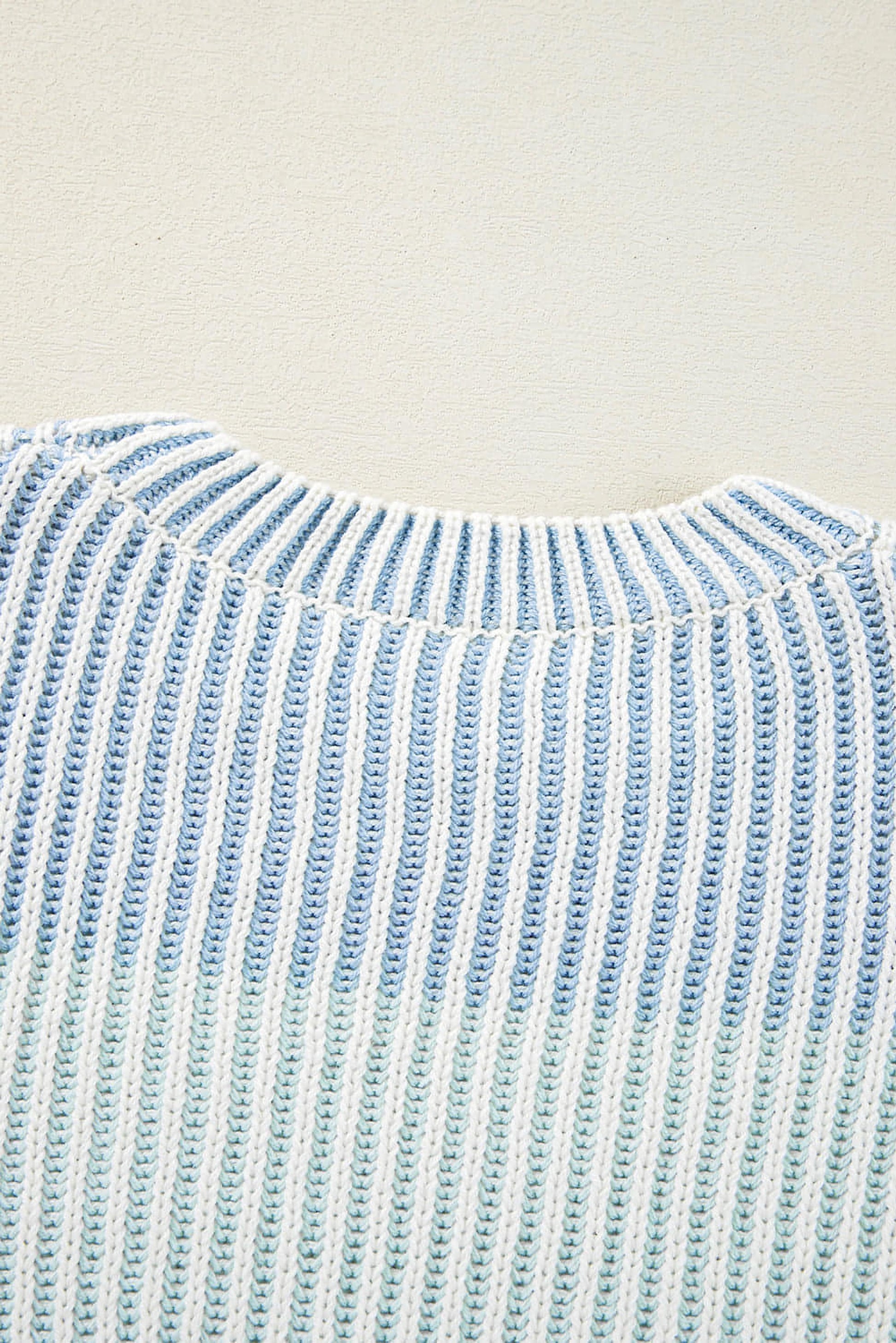 Multicolour Colorblock Textured Knit Bubble Sleeve Sweater - enhanced image 5