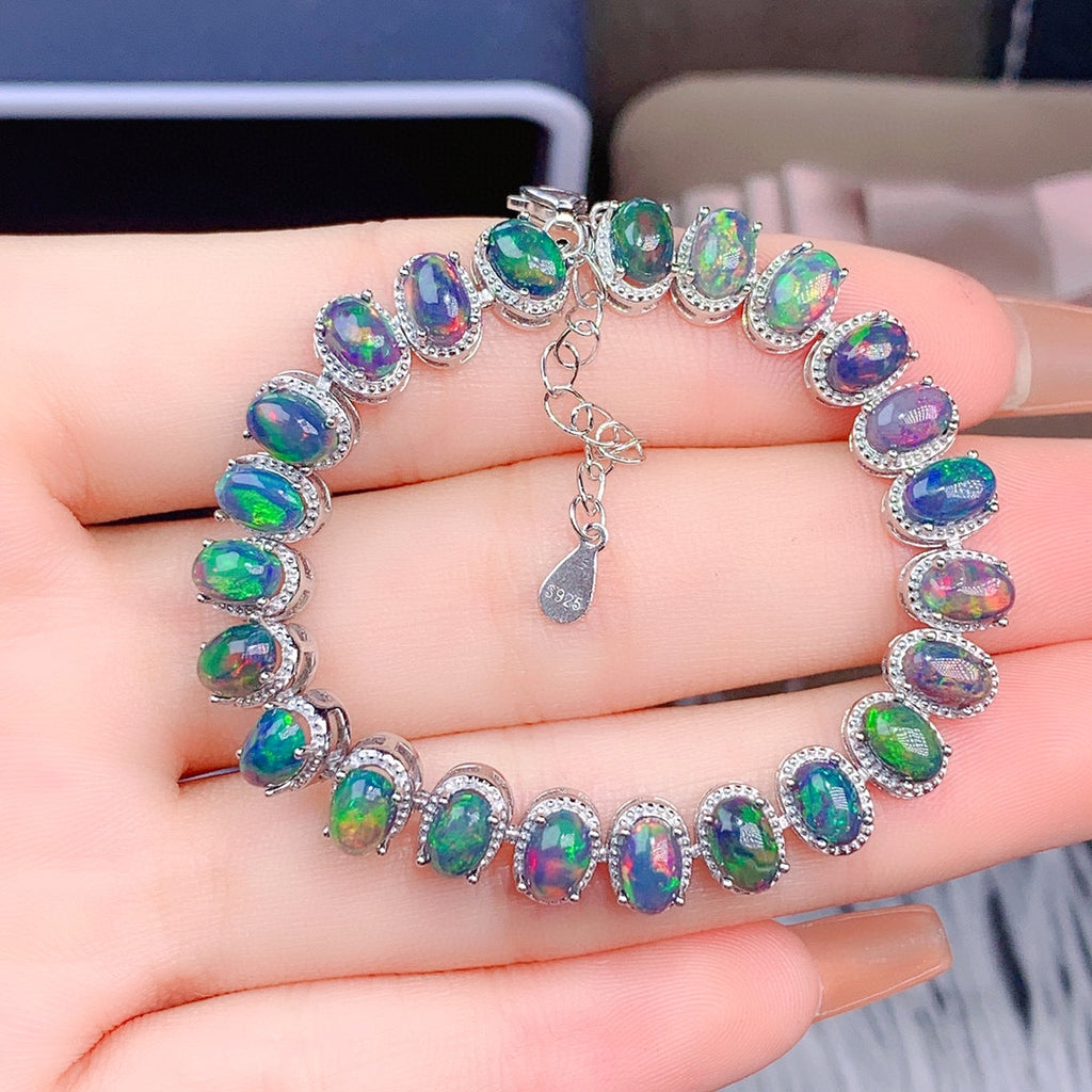 Natural Colorful Black Opal Bracelet Female Crystals - enhanced image 5