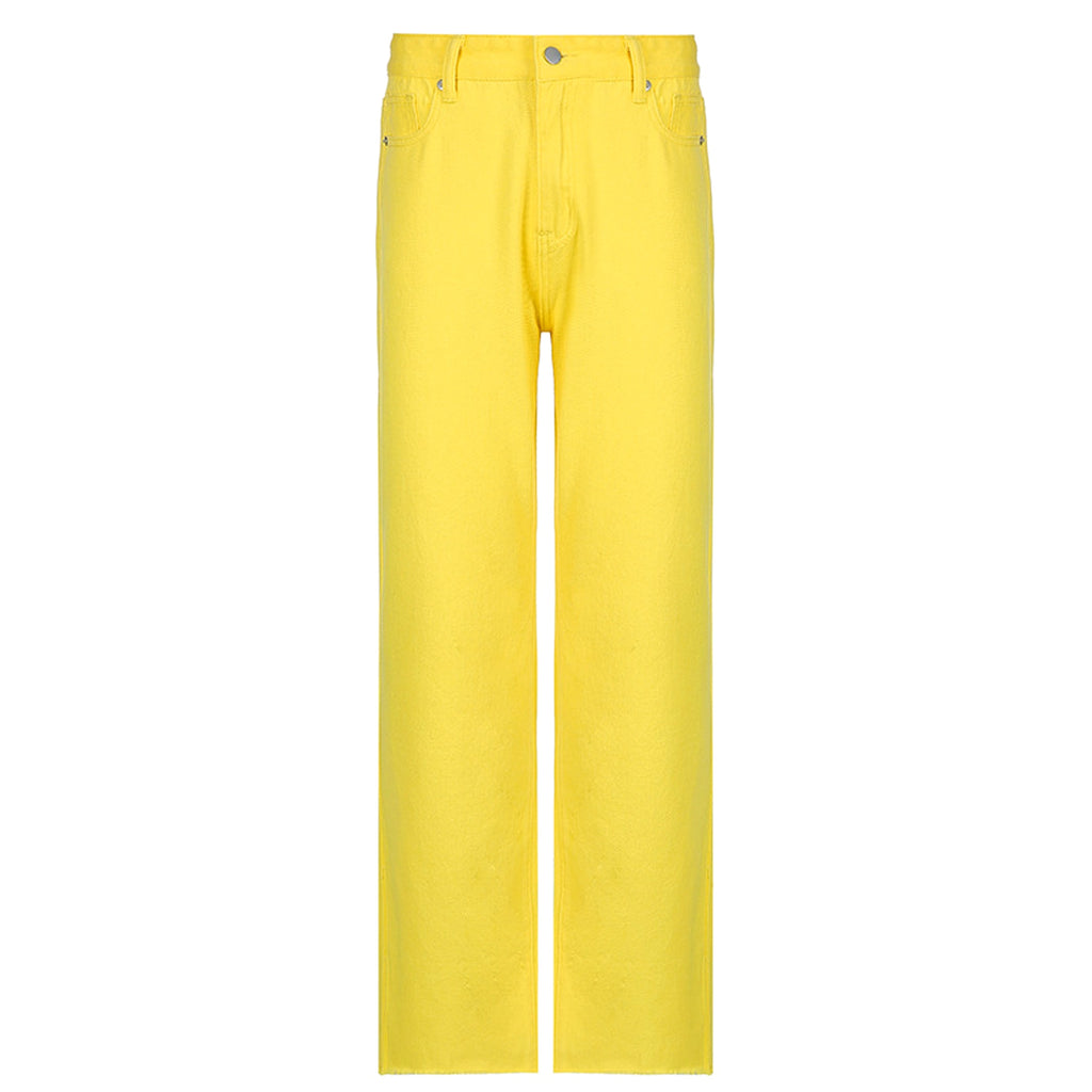 Net Red Colored High-Waist Jeans Women - enhanced image 5