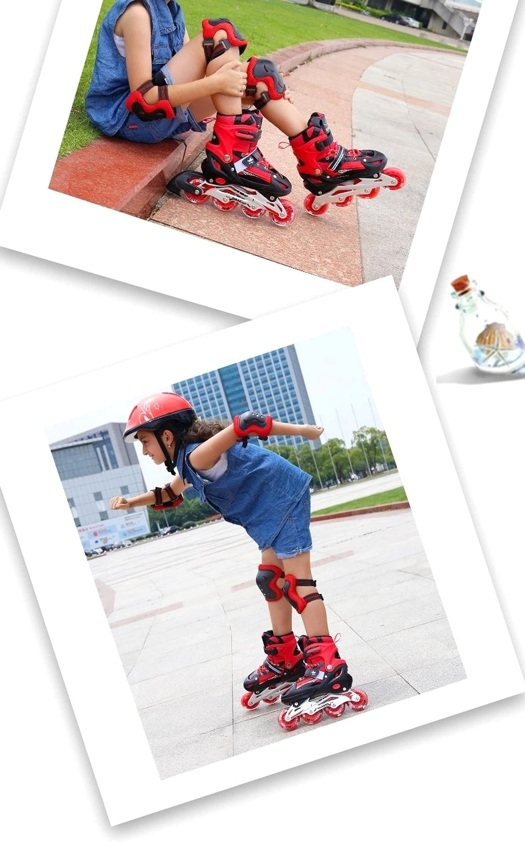 New Boy Girl Children Inline Skates Adjustable Size Flashing Roller Skating Boots for Kids - enhanced image 5