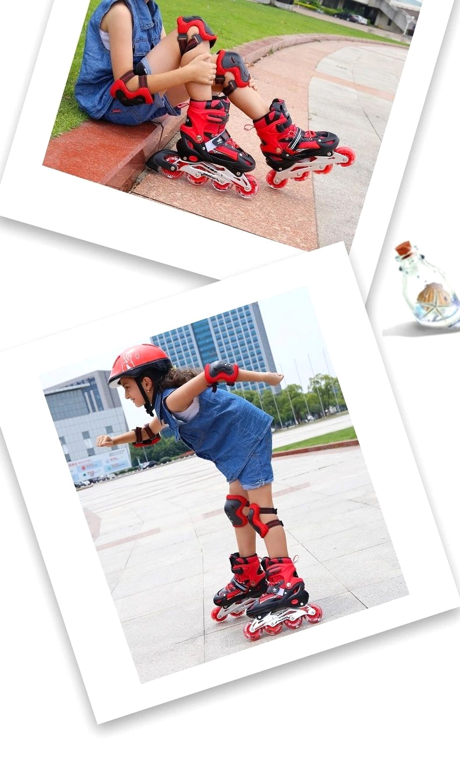 New Boy Girl Children Inline Skates Adjustable Size Flashing Roller Skating Boots for Kids - enhanced image 5
