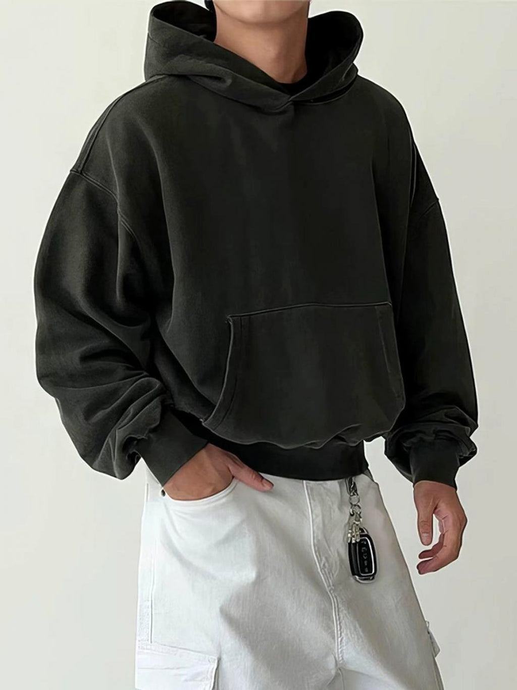 New Casual All-matching Hooded Loose Sweater Men's Retro Style Jacket - enhanced image 5