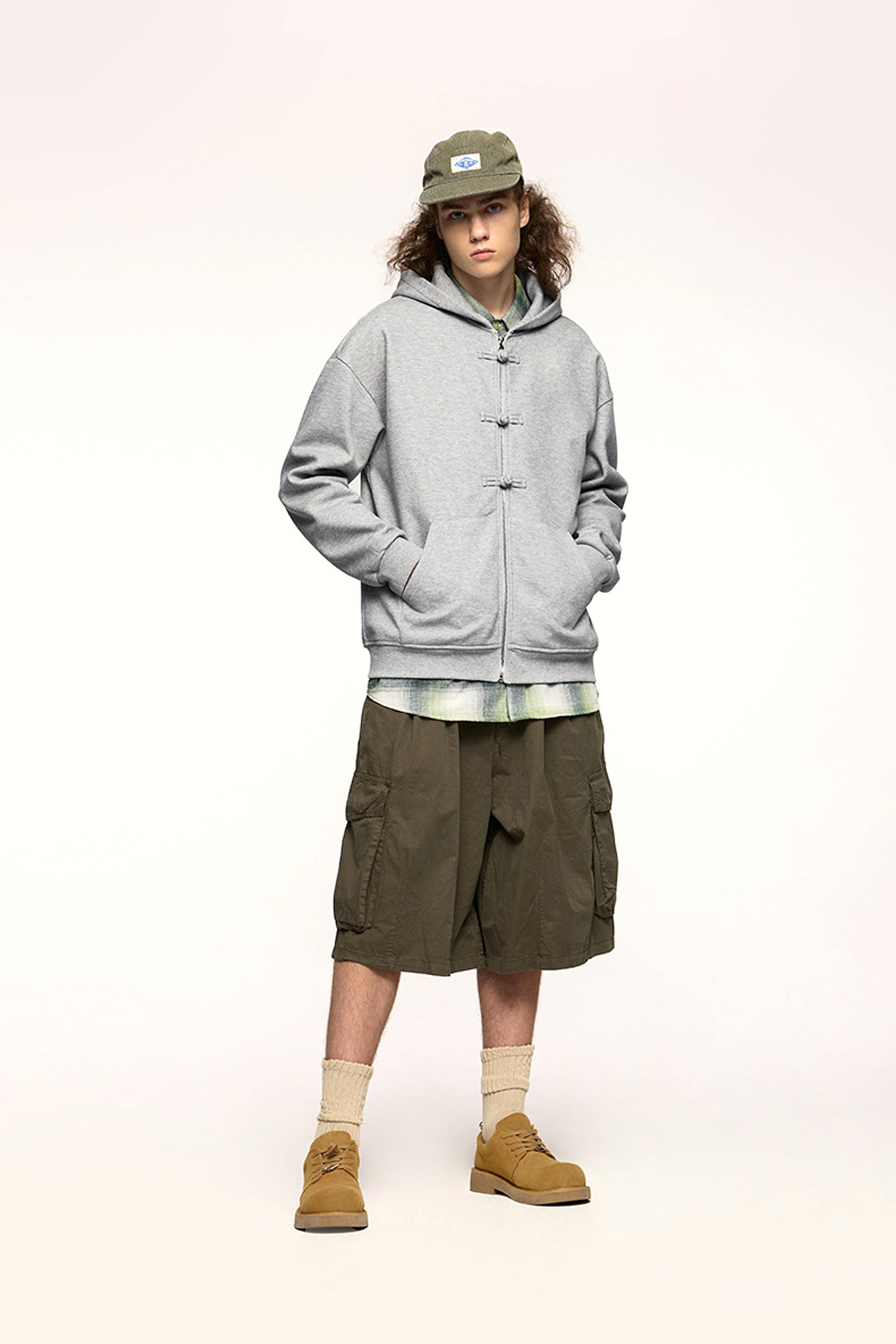 New Chinese Style Buckle Fleece Zipper Hooded Sweater - enhanced image 5