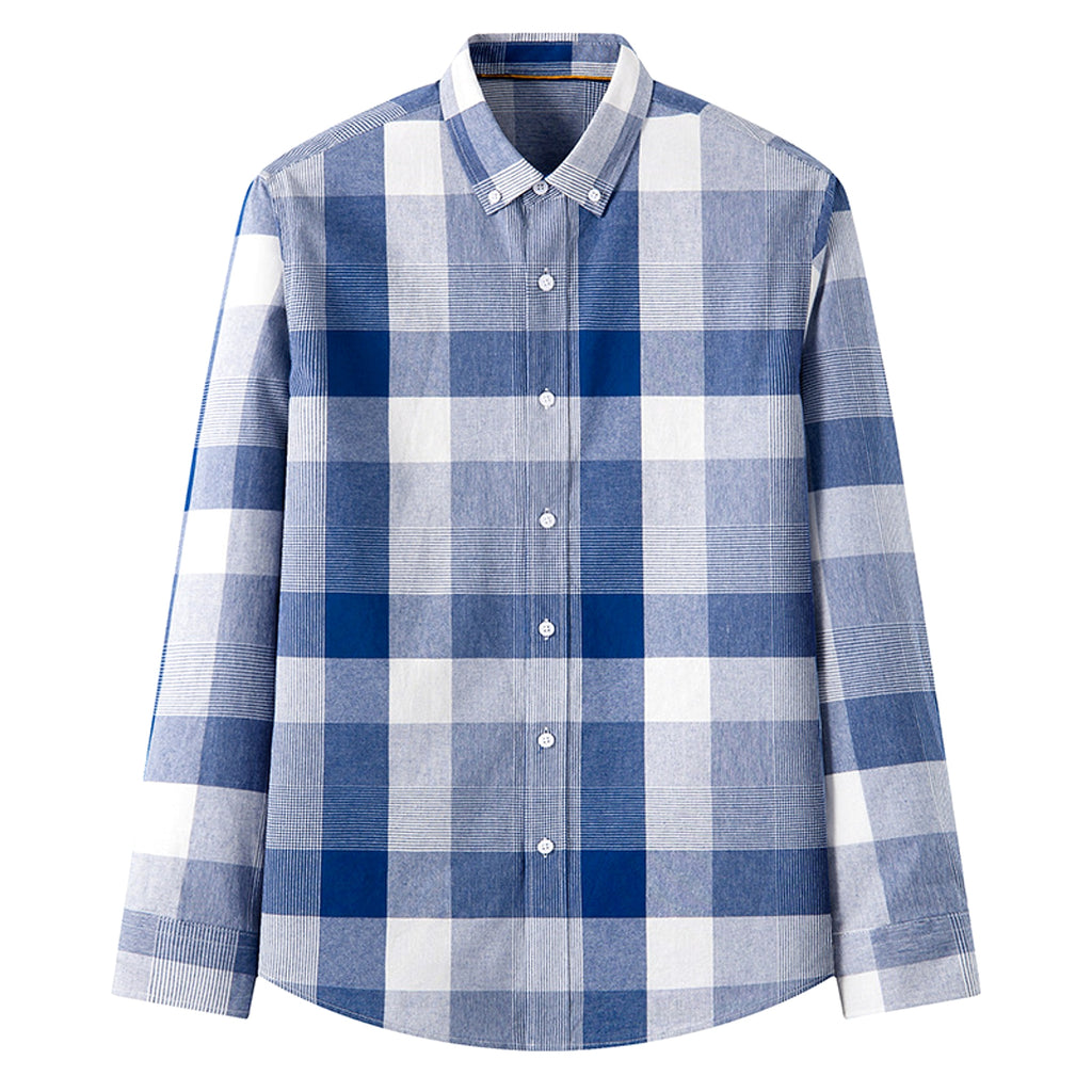 New Cotton Men's Long-sleeved British Plaid DressShirt - enhanced image 5