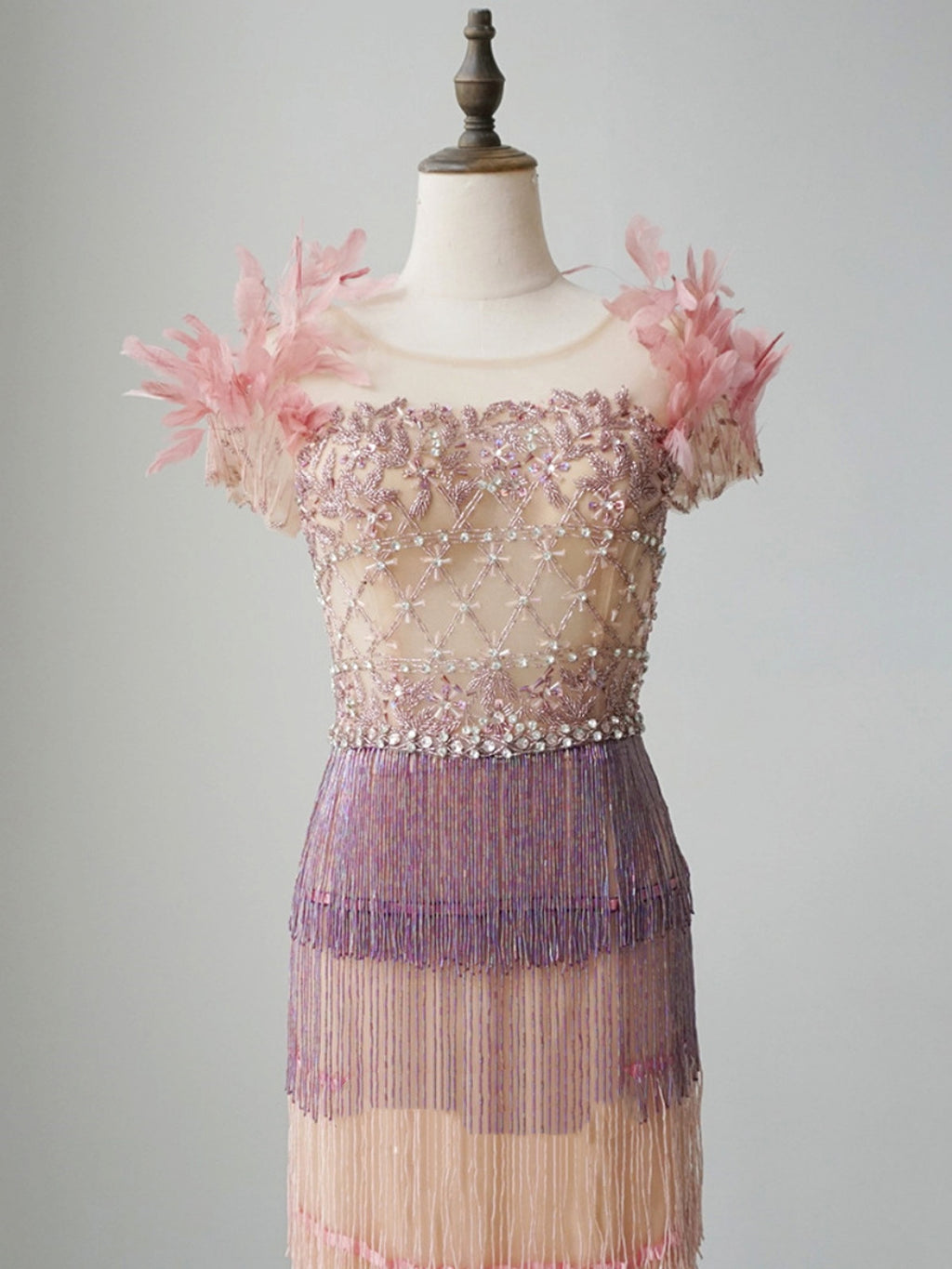 New Feather Heavy Industry Mid Length Crystal Evening Dress - enhanced image 5
