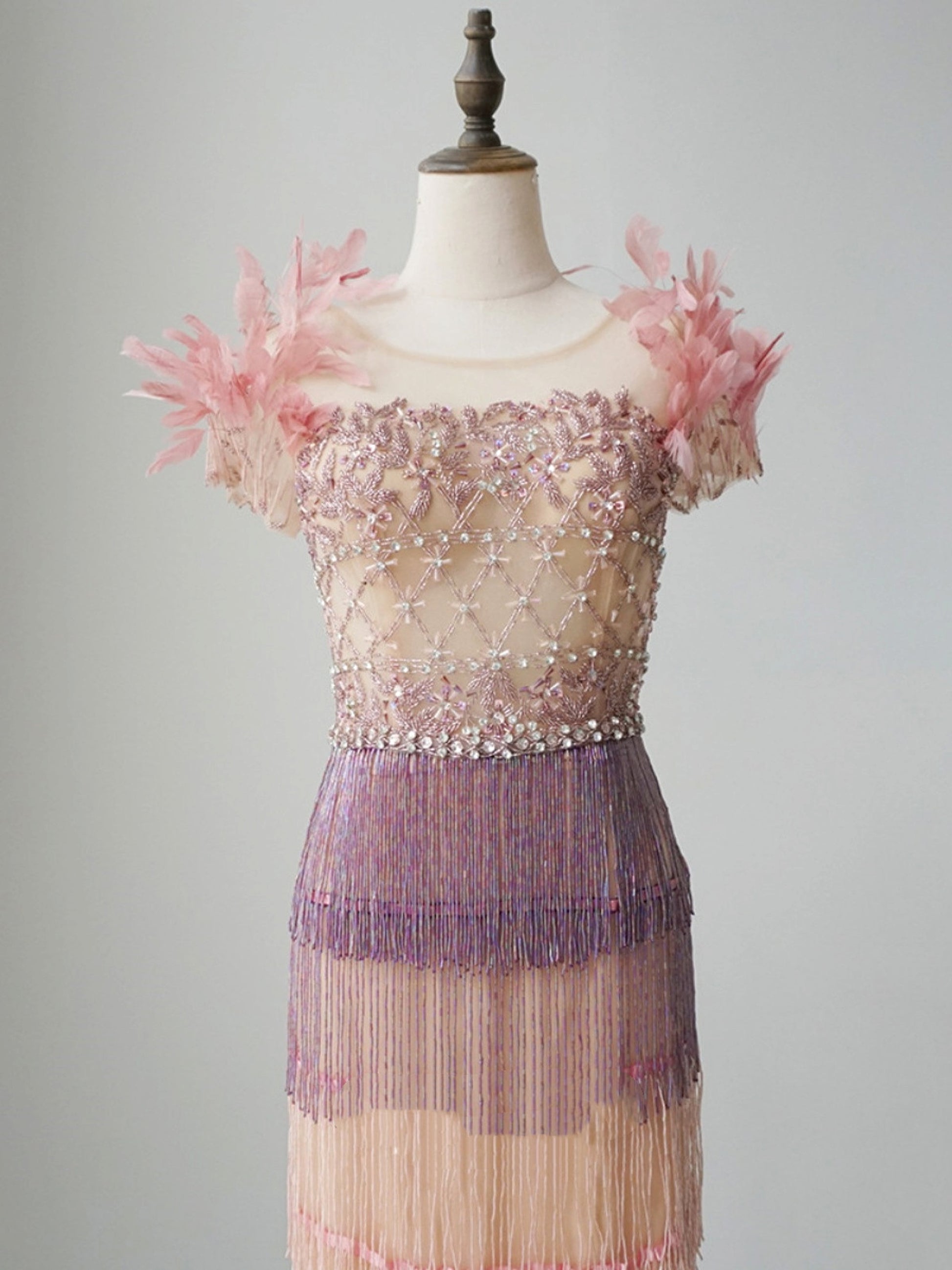 New Feather Heavy Industry Mid Length Crystal Evening Dress - enhanced image 5