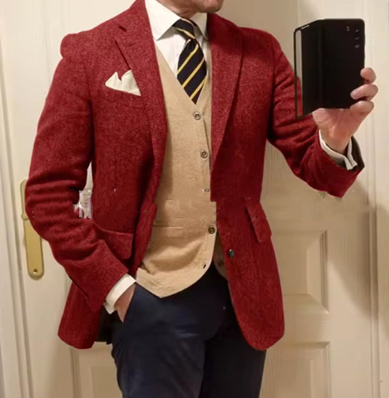 New Men's Suit Herringbone Coat Casual Slim Fit - enhanced image 5